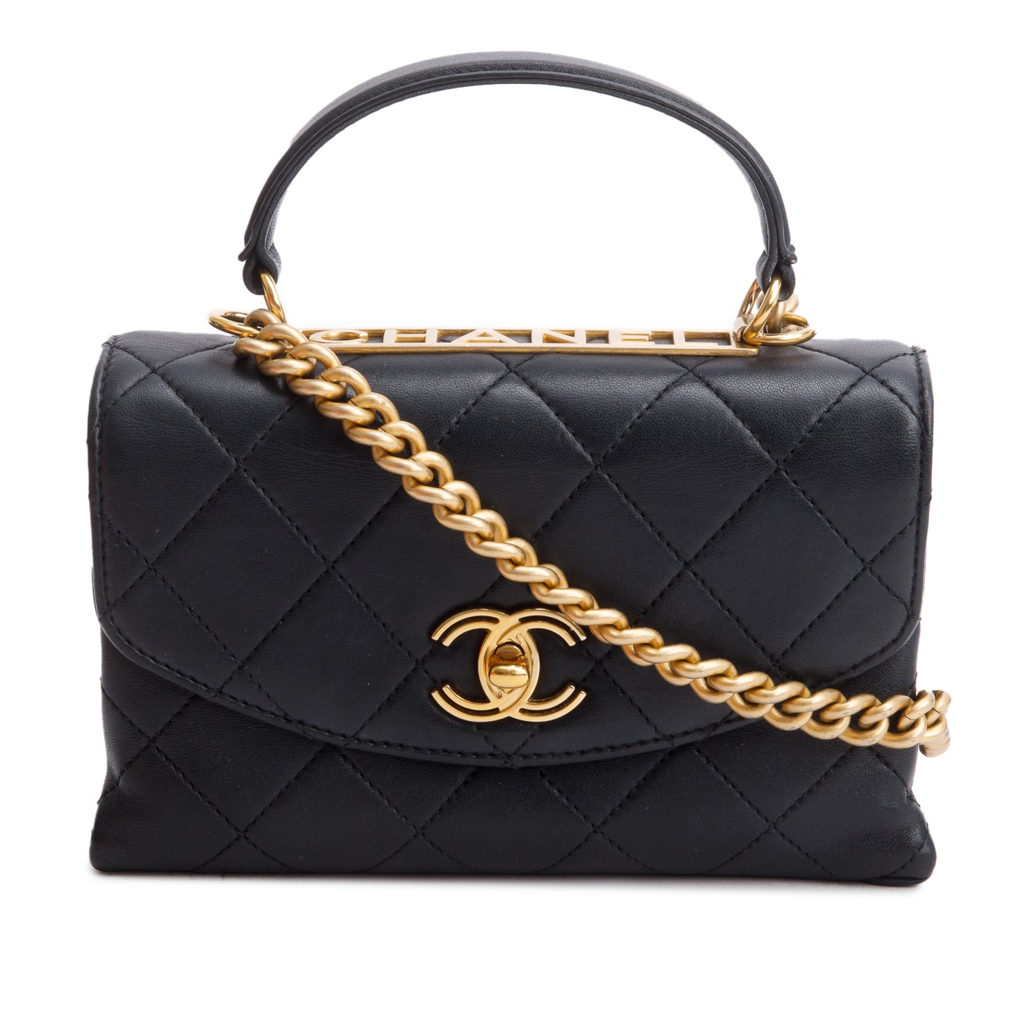 Chanel Black Quilted Lambskin Small Trendy Spirit Flap Handle Bag w/ Box & Authenticity Card