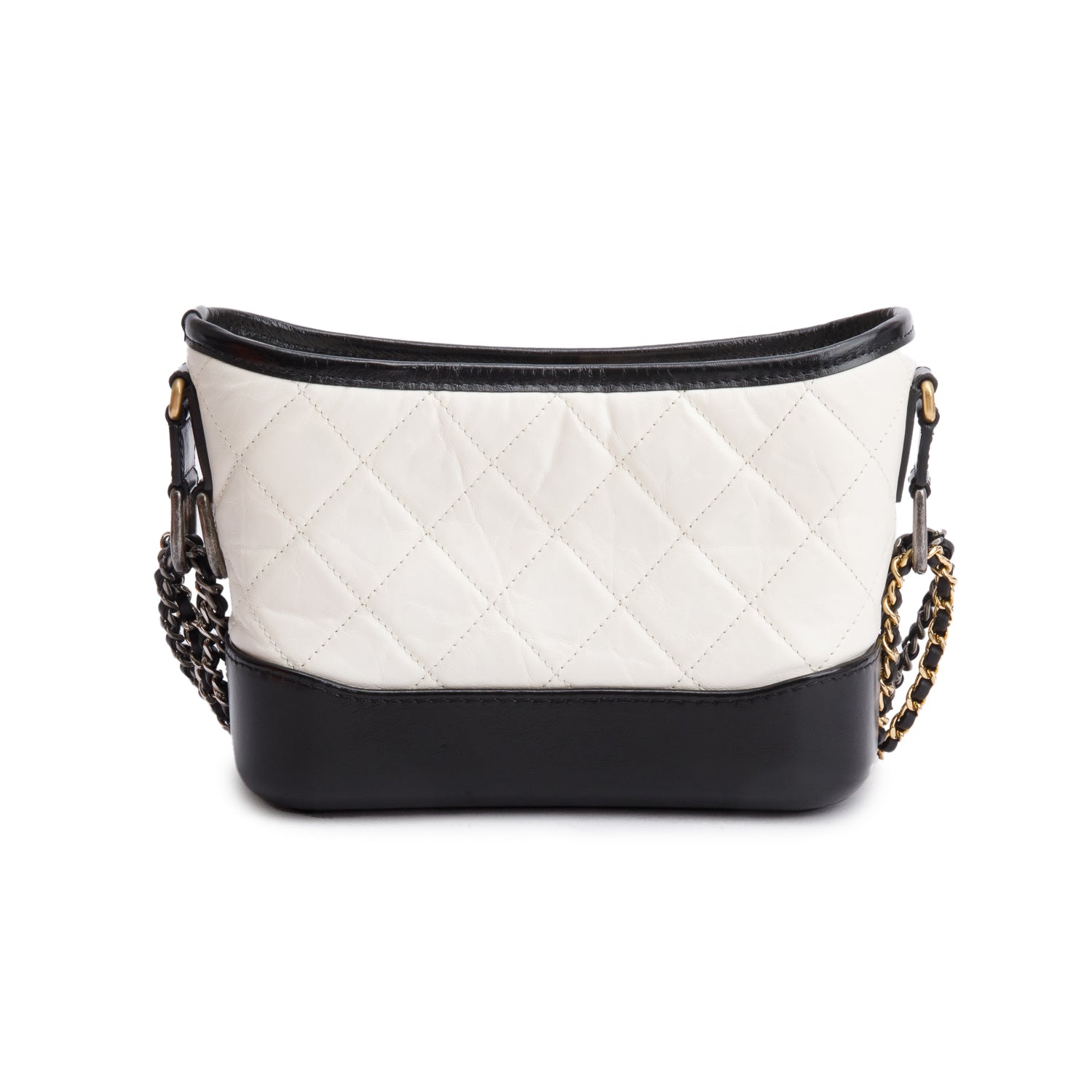 Chanel Black & White Aged Calfskin Leather Small Gabrielle Hobo w/ Box & Authenticity Card