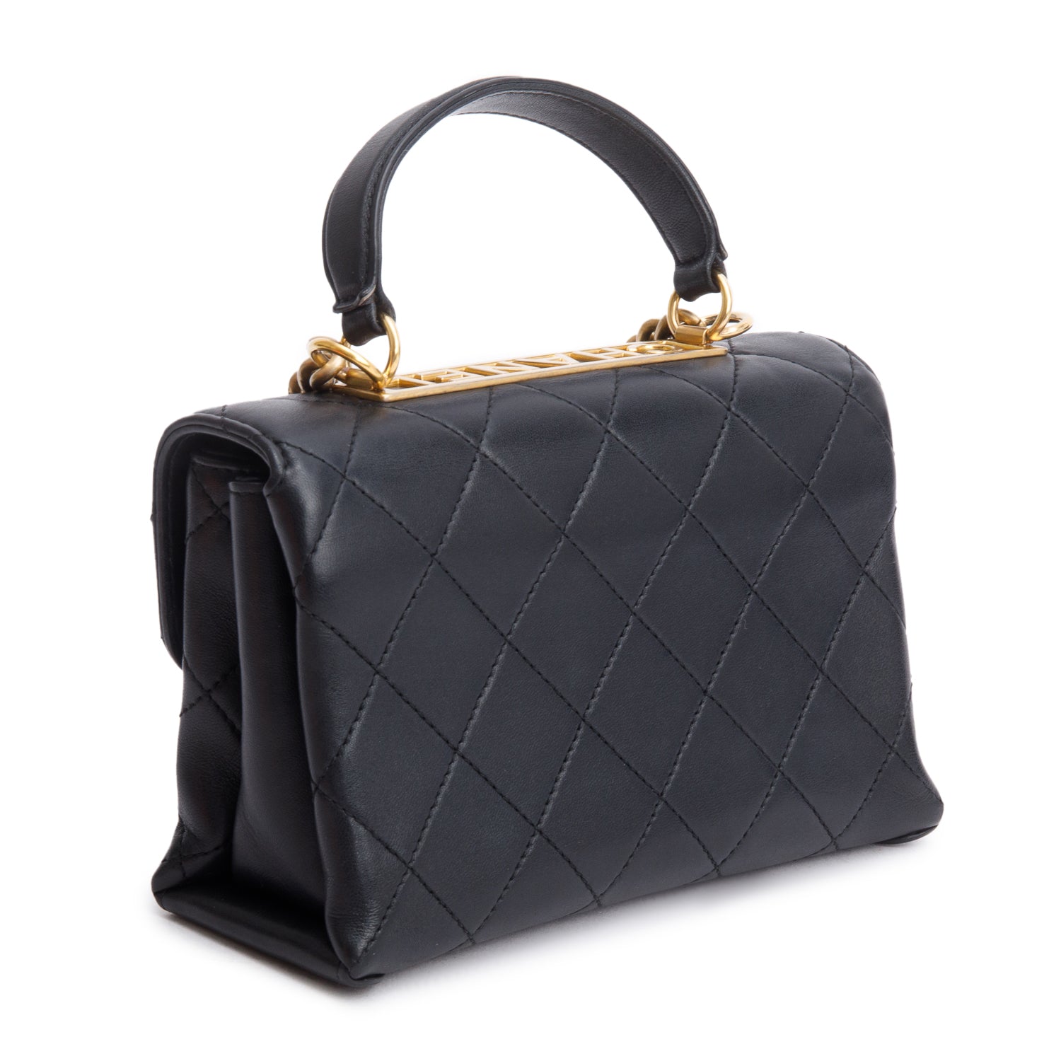Chanel Black Quilted Lambskin Small Trendy Spirit Flap Handle Bag w/ Box & Authenticity Card