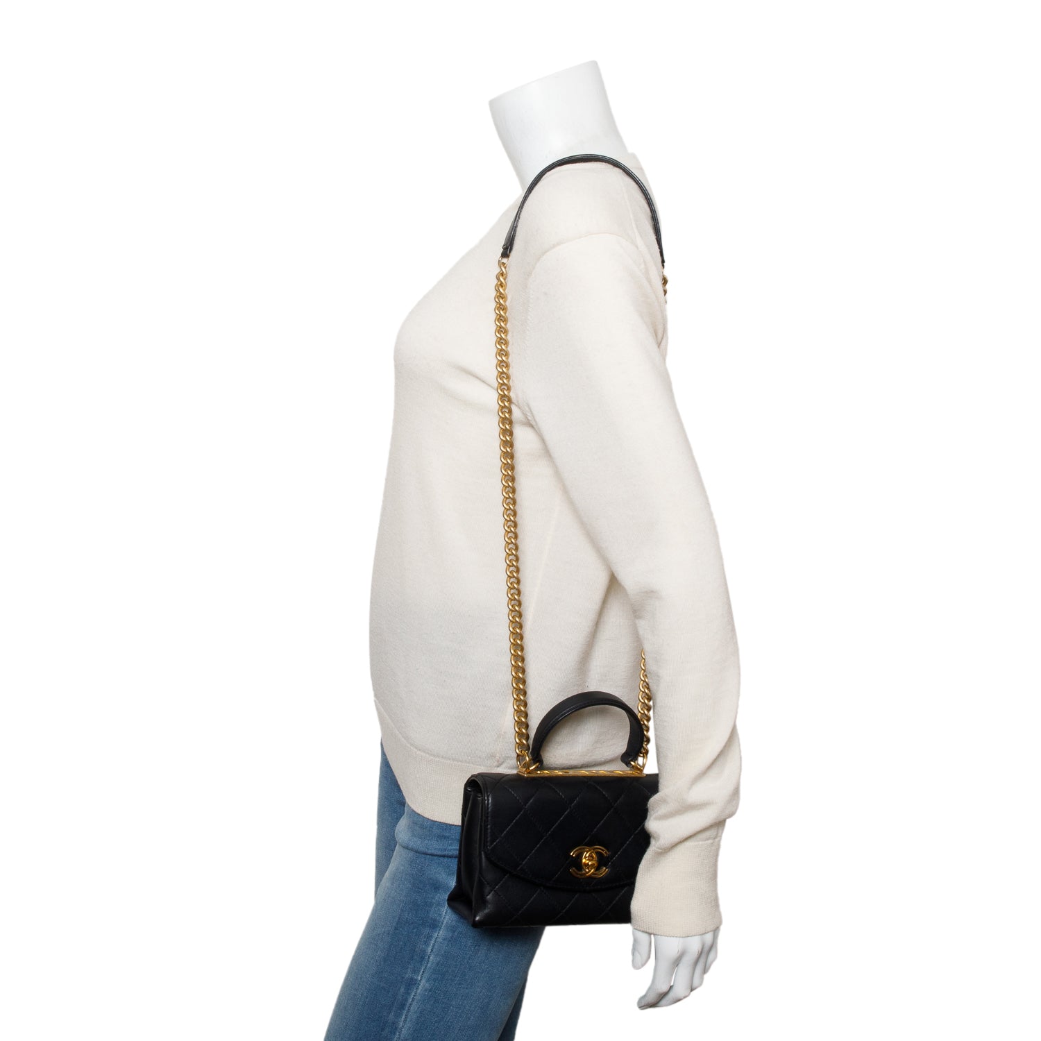 Chanel Black Quilted Lambskin Small Trendy Spirit Flap Handle Bag w/ Box & Authenticity Card