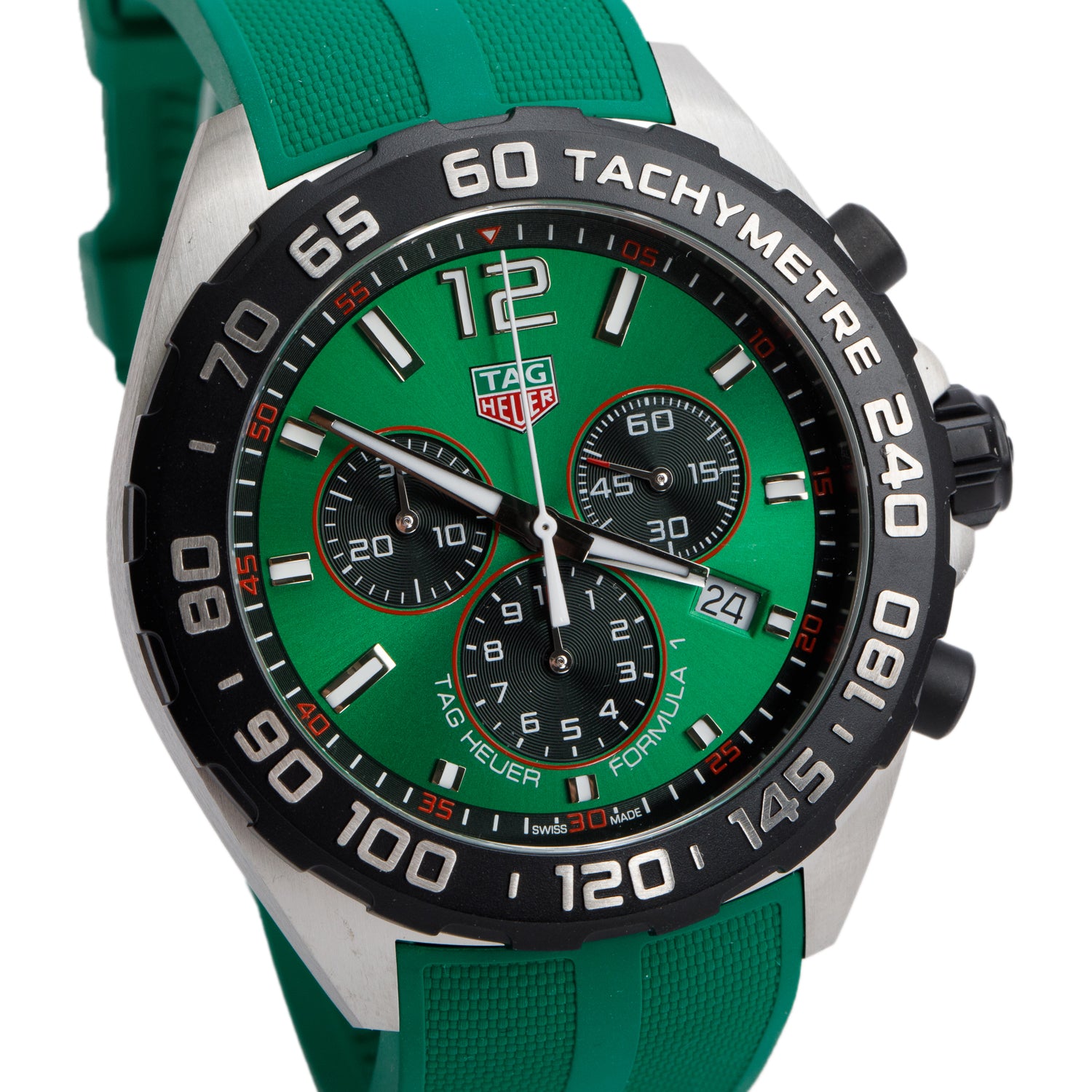 Tag Heuer 2023 Stainless Steel Formula 1 43 MM Chronograph Quartz Watch Green Dial CAZ101AP w/ Box & Papers