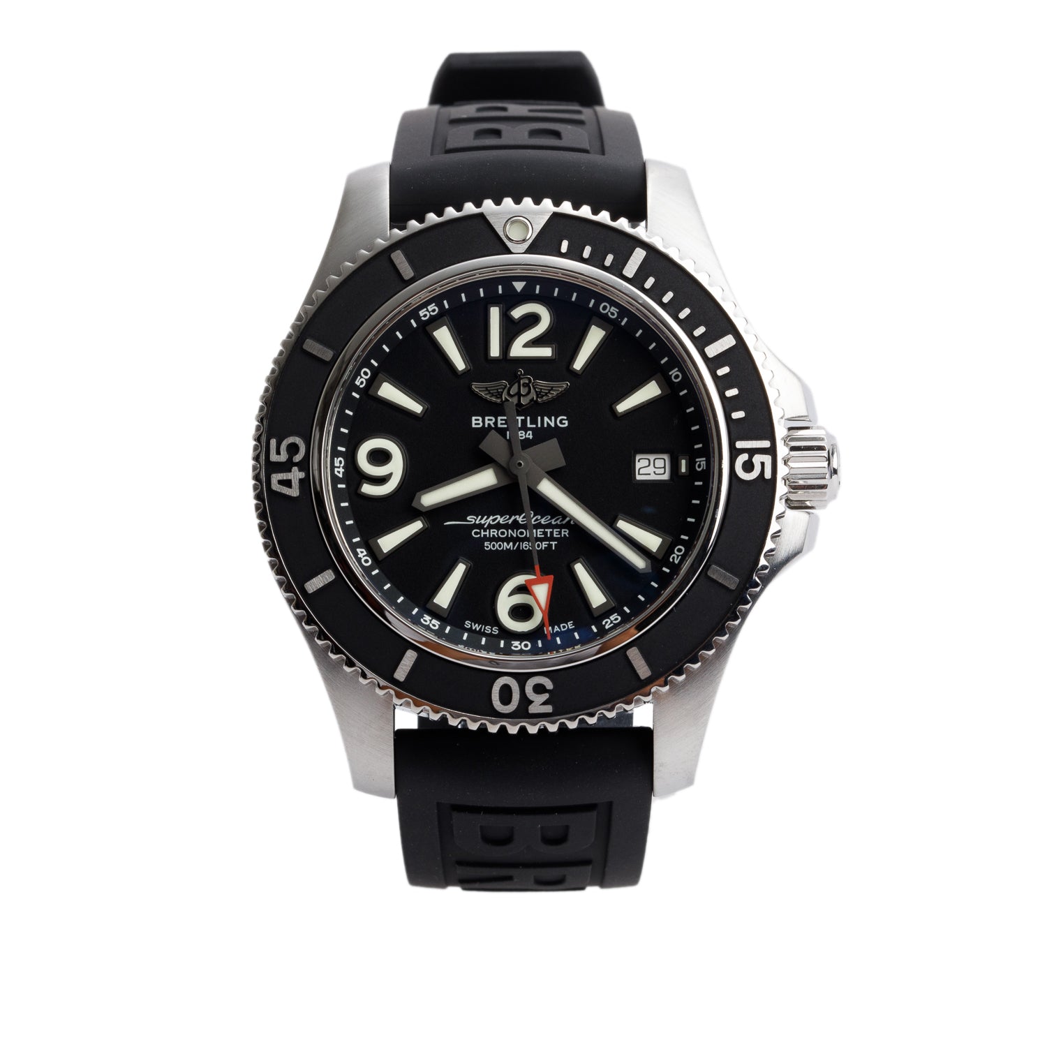 Breitling Stainless Steel Superocean 42 MM Automatic Watch Black Dial A17366 w/ Box & Papers