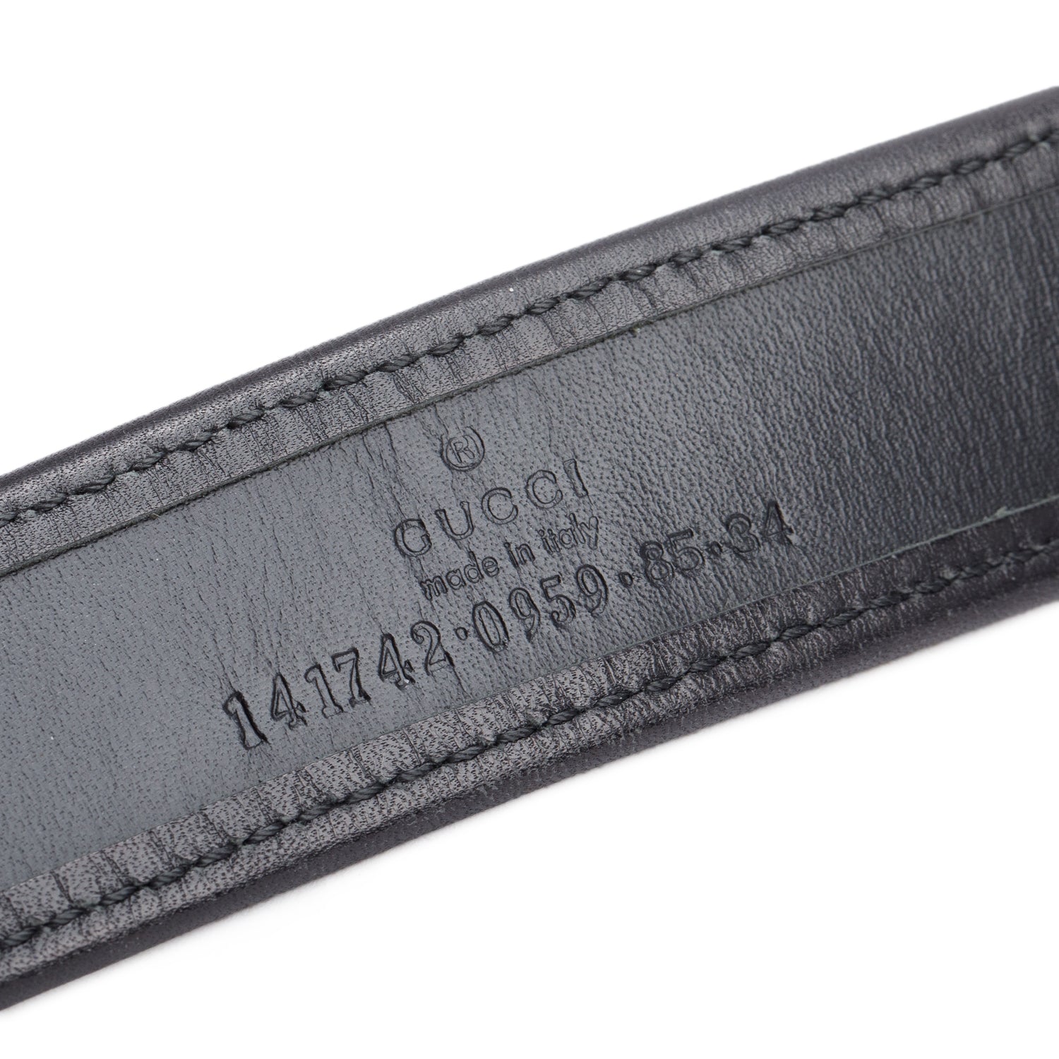 Gucci Neutral Canvas Black Leather Square Buckle Belt 85 34