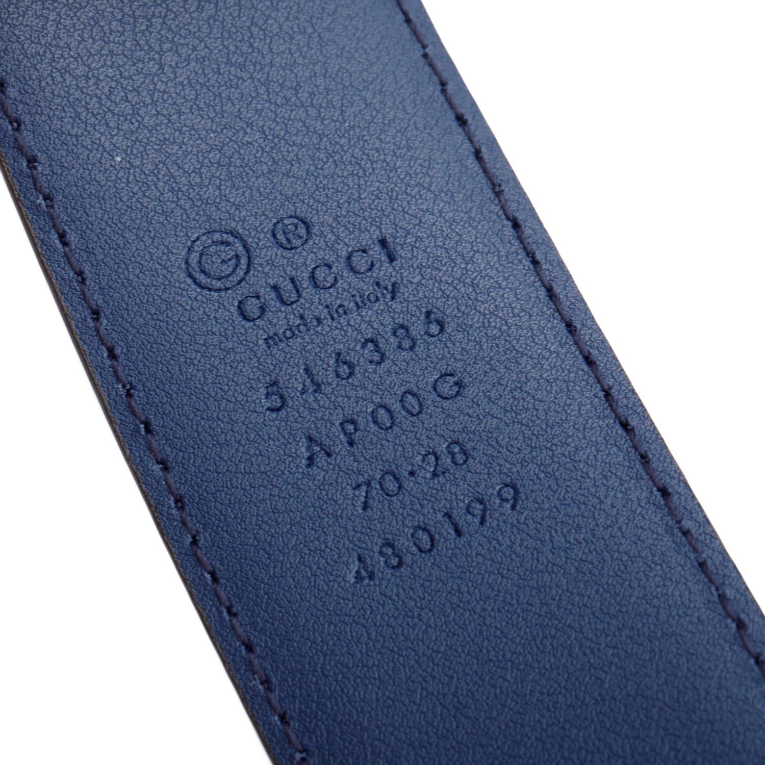 Gucci Blue Leather Interlocking G Belt, 70 28