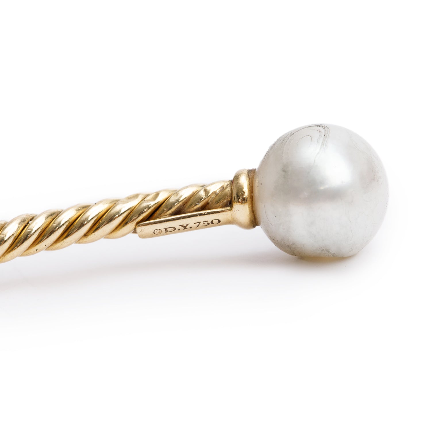 David Yurman 18k Yellow Gold Pearl Solari Cablespira 2.6 MM Bracelet w/ Box