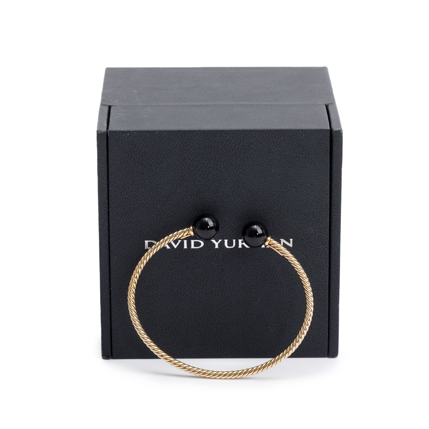 David Yurman 18k Yellow Gold Onyx Solari Cablespira 2.6 MM Bracelet w/ Box