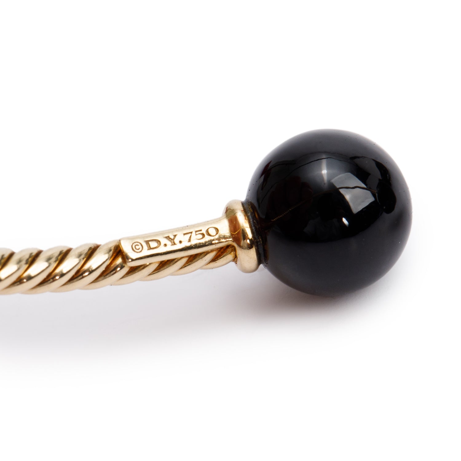 David Yurman 18k Yellow Gold Onyx Solari Cablespira 2.6 MM Bracelet w/ Box