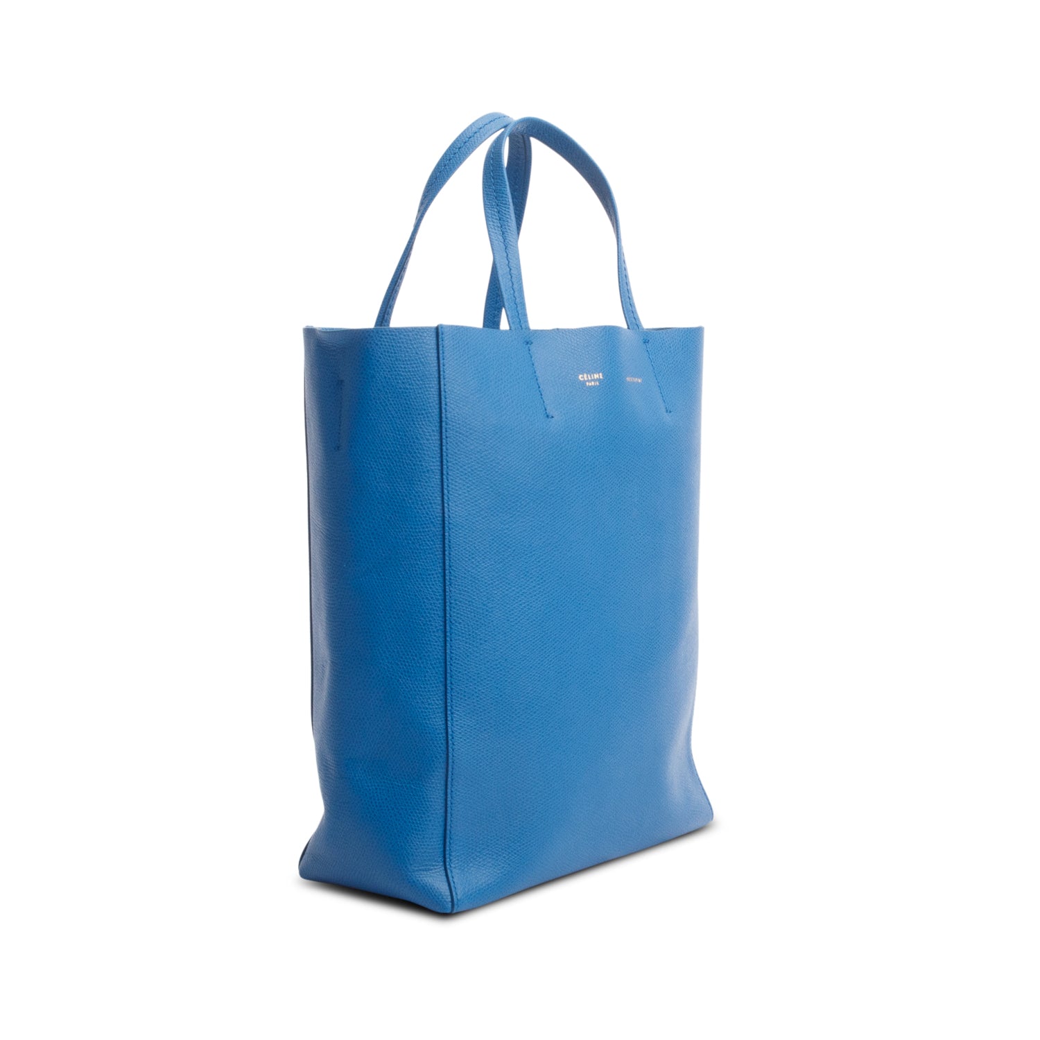 Celine Blue Grained Calfskin Small Vertical Cabas Tote w/ Strap
