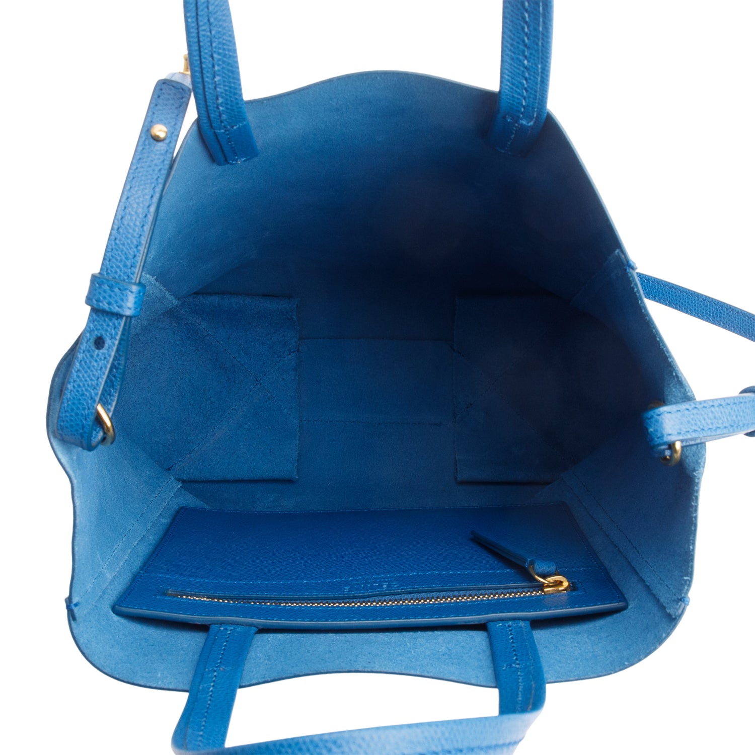 Celine Blue Grained Calfskin Small Vertical Cabas Tote w/ Strap