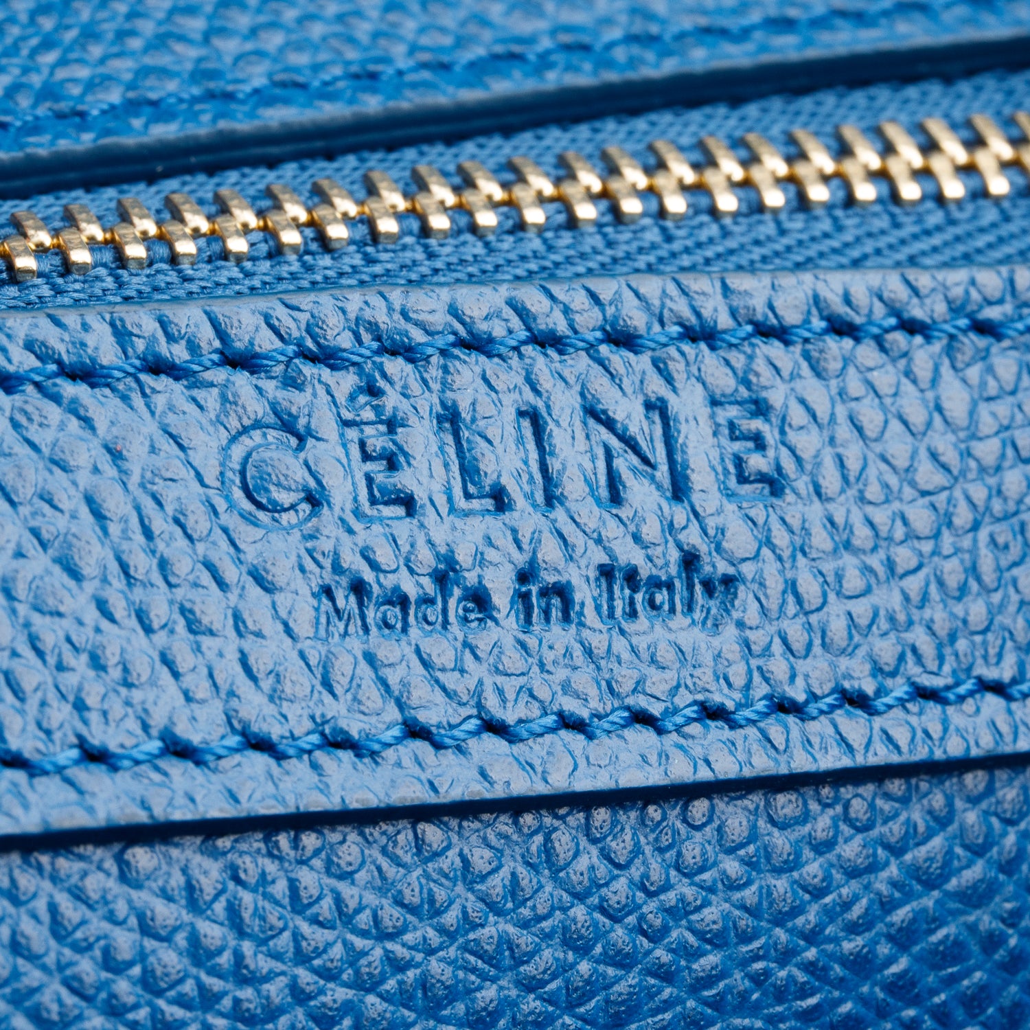 Celine Blue Grained Calfskin Small Vertical Cabas Tote w/ Strap