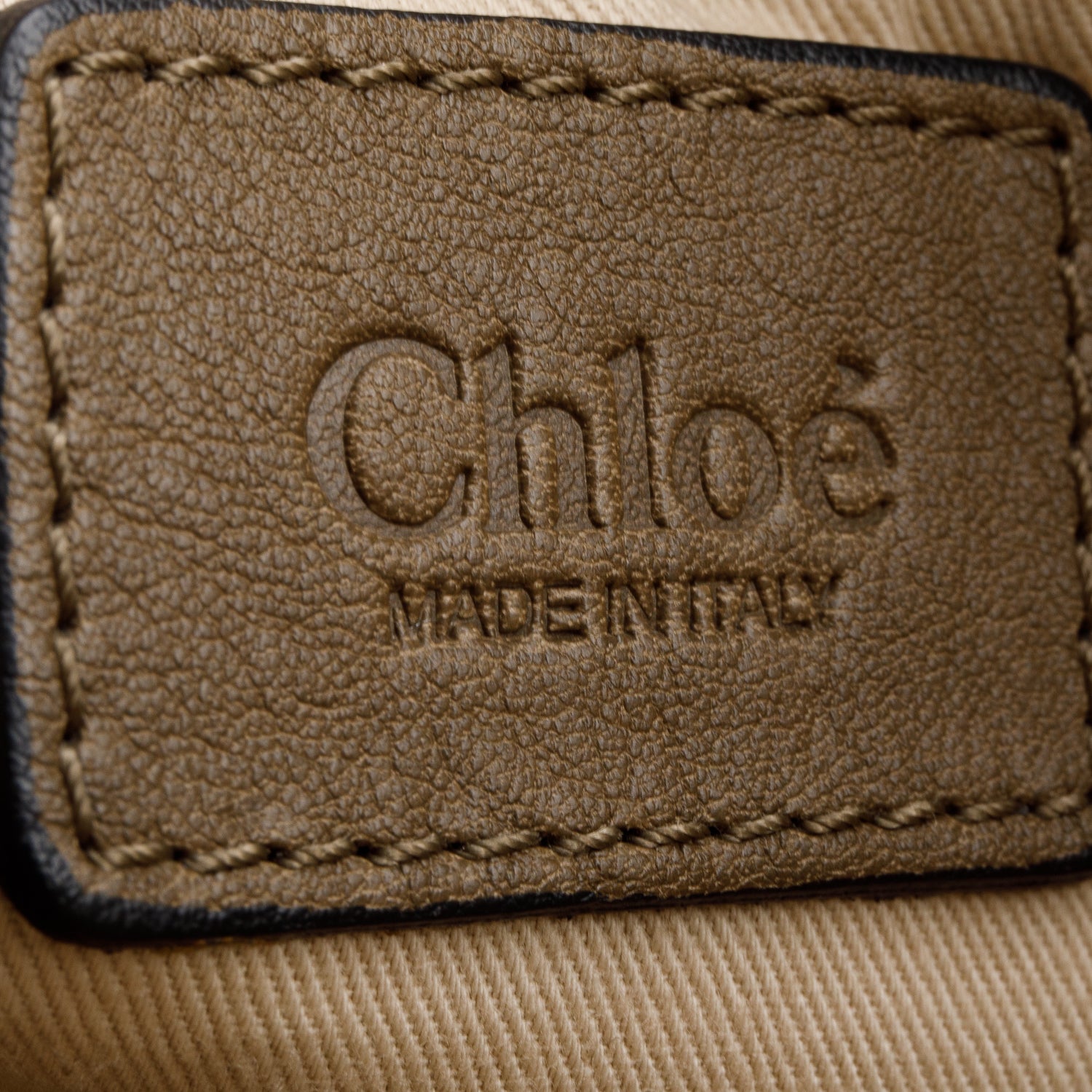 Chloe Khaki Studded Medium Marcie Satchel w/ Strap & Authenticity Card