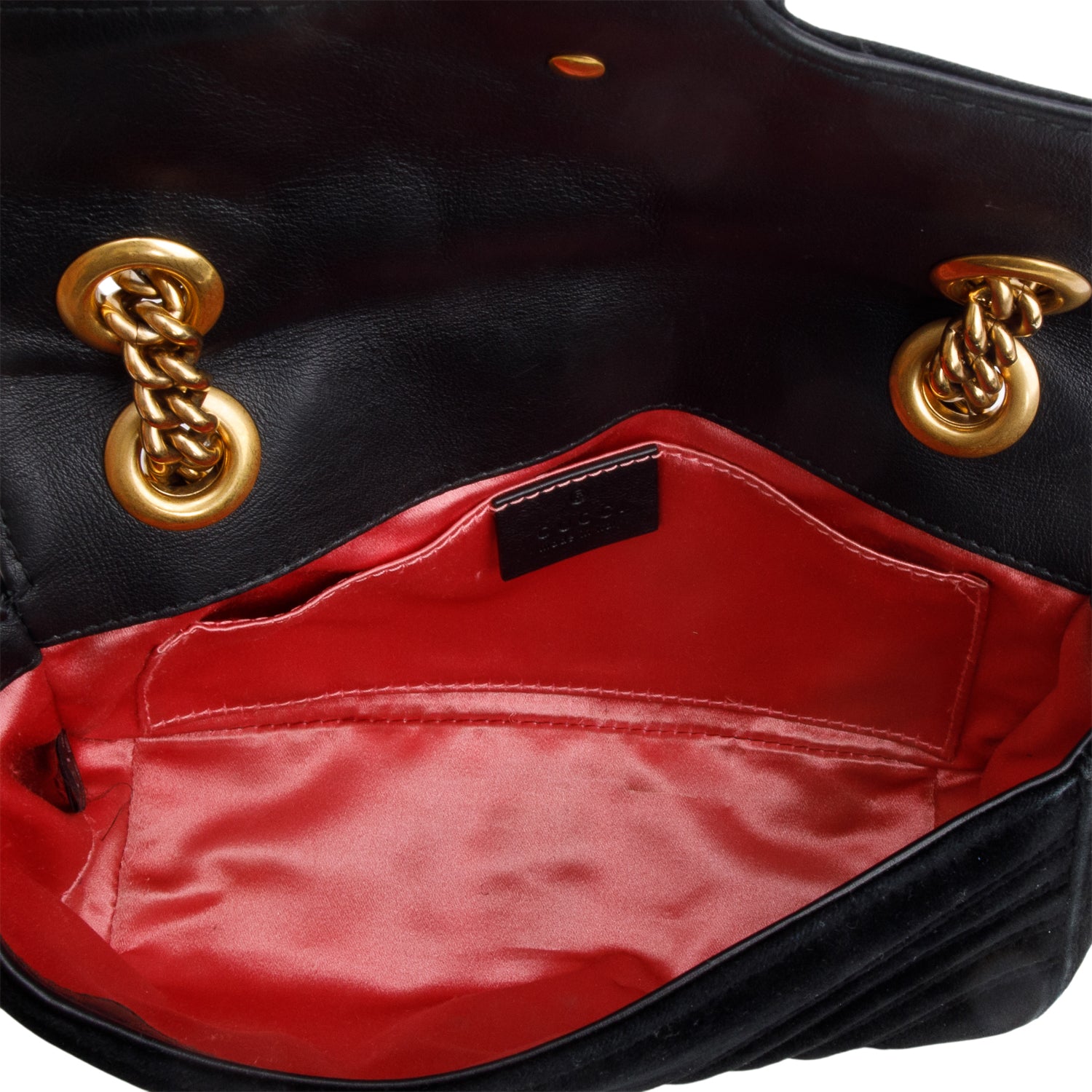 Gucci Black Velvet Matelasse Small GG Marmont Shoulder Bag
