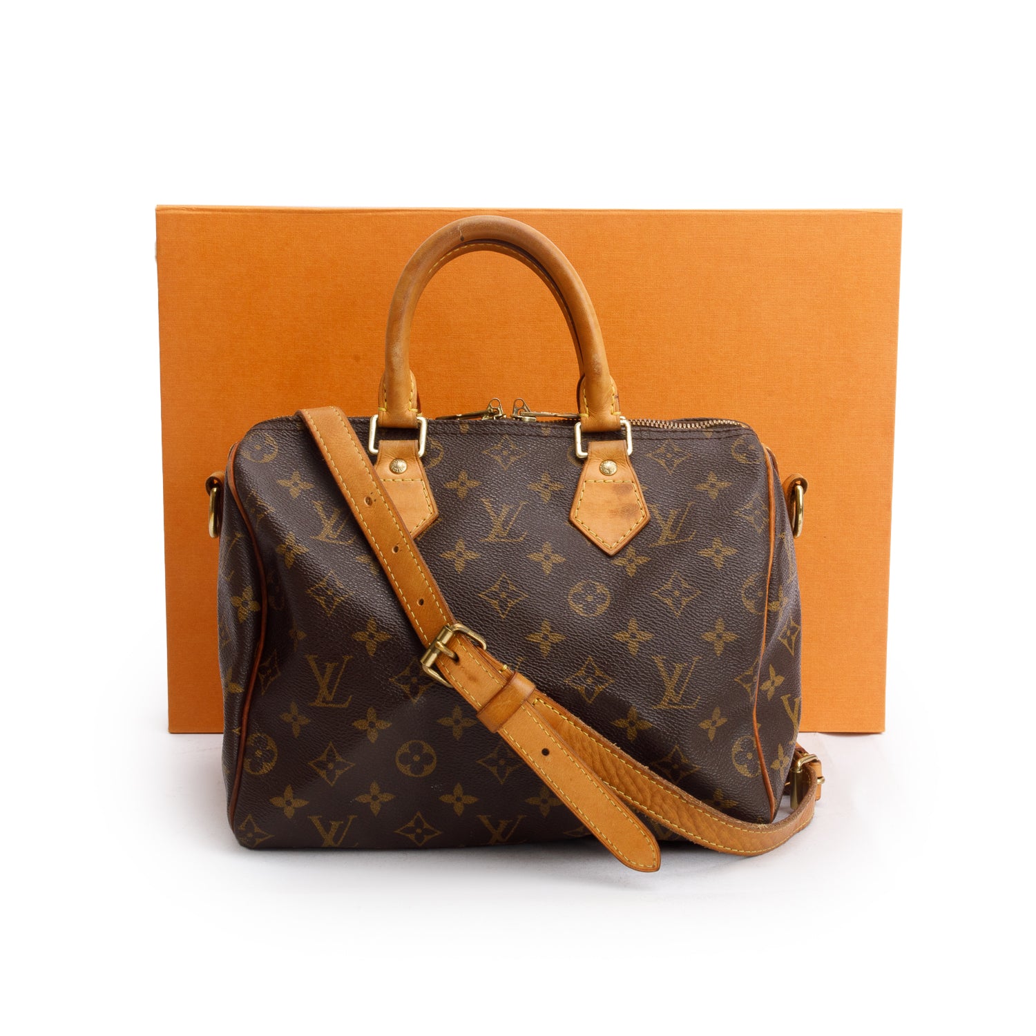 Louis Vuitton Monogram Speedy Bandouliere 25 w/ Strap & Box