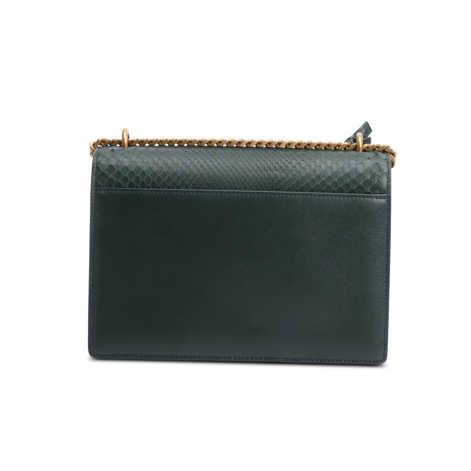 Saint Lauren Green Python Embossed Medium Sunset Shoulder Bag