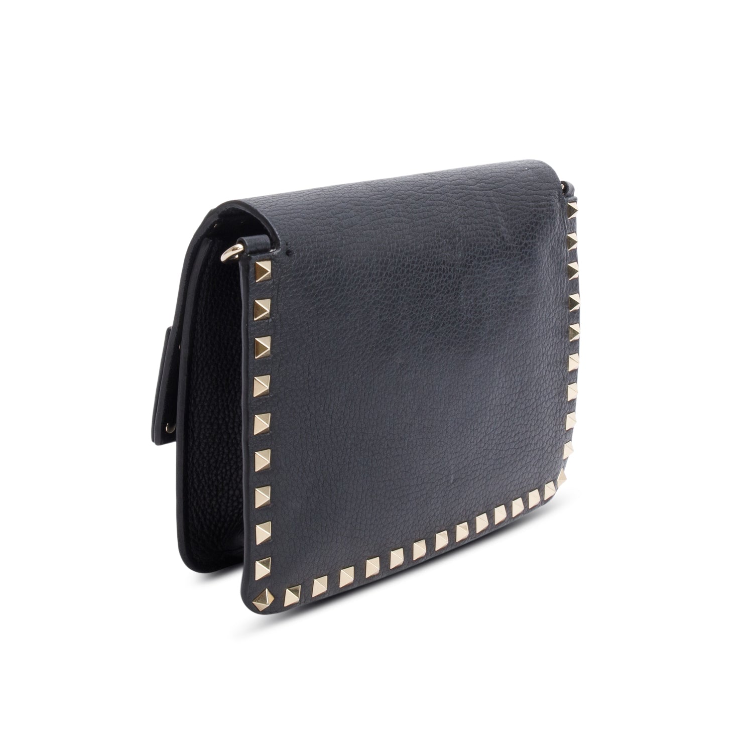 Valentino Garavani Black Small Leather Rockstud Bag w/ Strap