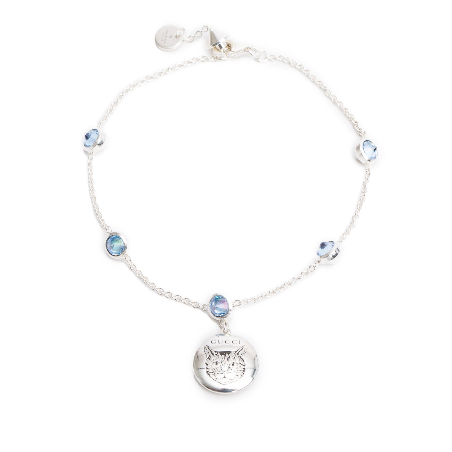 Gucci Sterling Silver Blue Cubic Zircoina Blind for Love Bracelet w/ Box