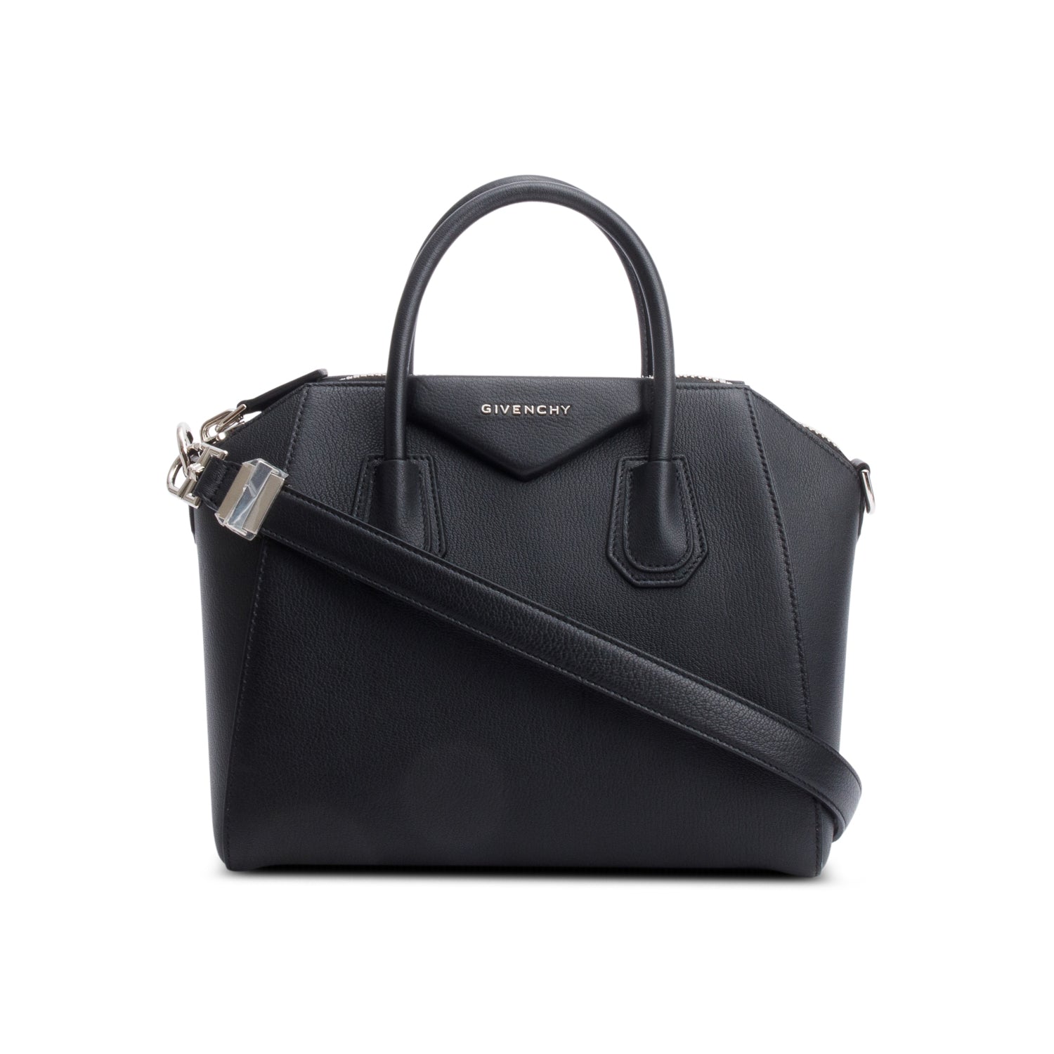 Givenchy Black Medium Grained Leather Antigona Bag w/ Strap