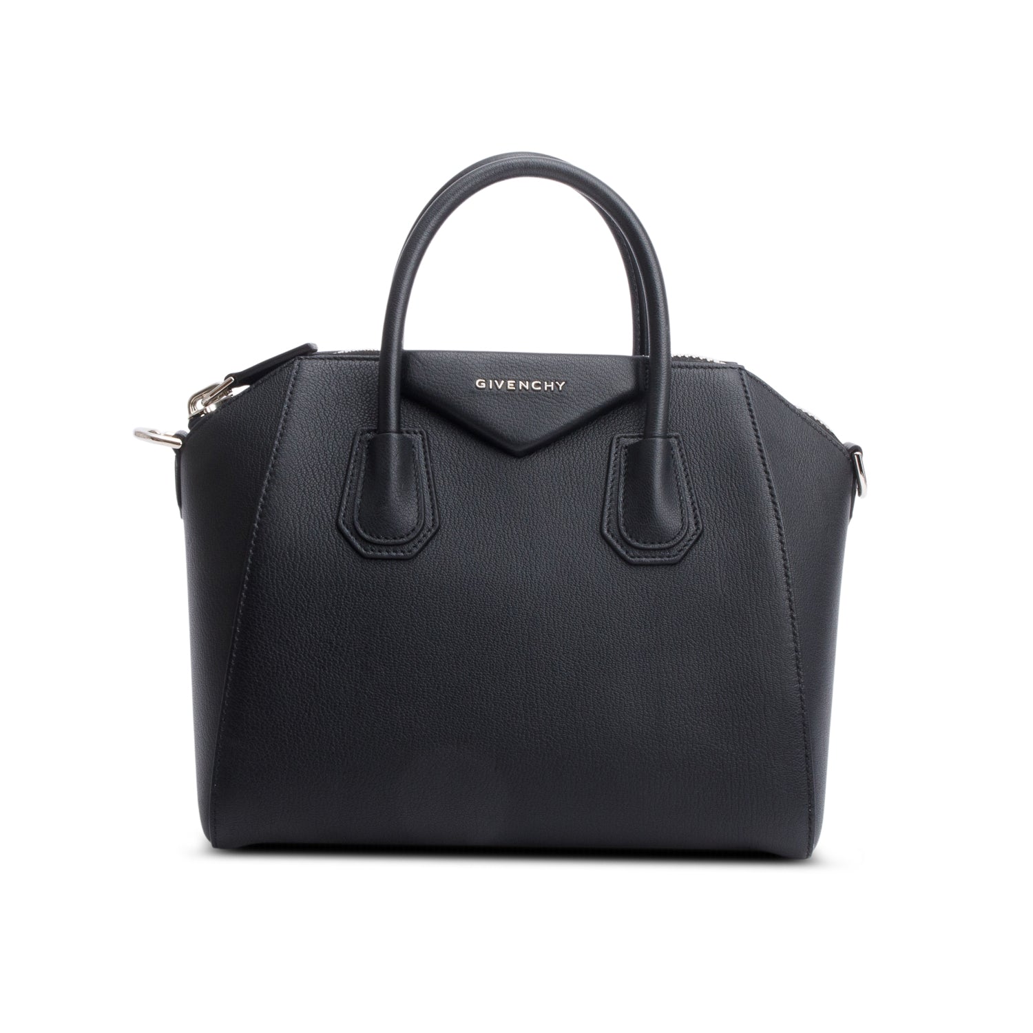 Givenchy Black Medium Grained Leather Antigona Bag w/ Strap