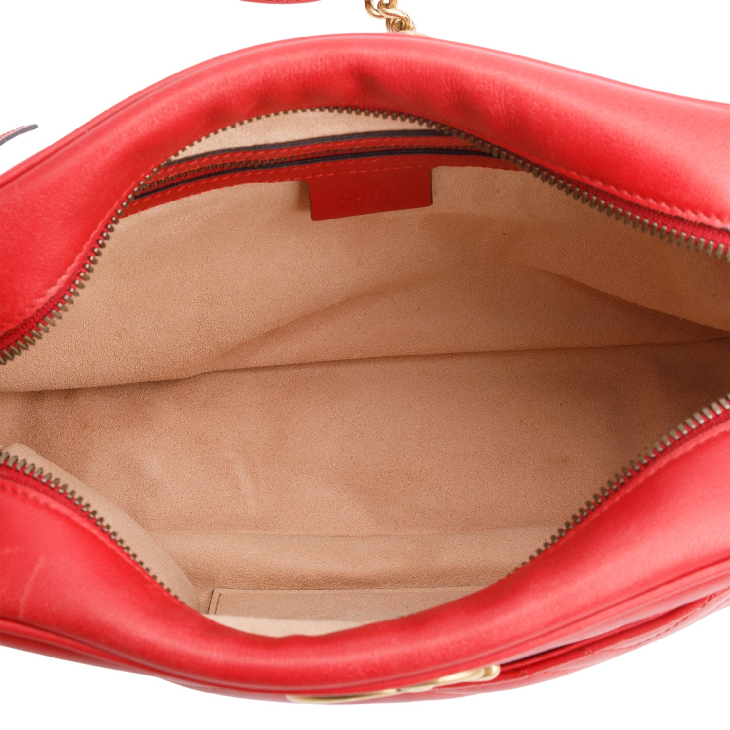 Gucci Red Calfskin Medium GG Marmont Chain Shoulder Bag w/ Box