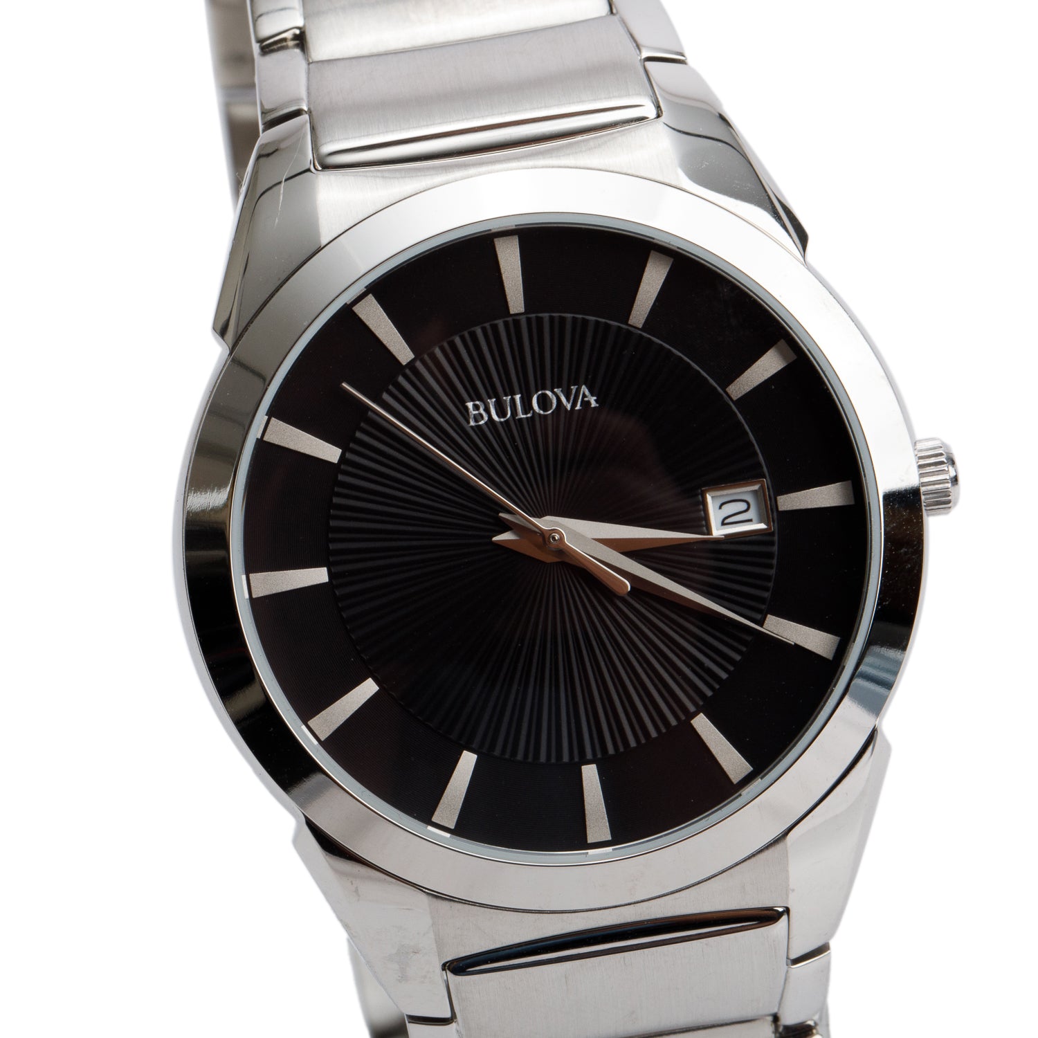 Bulova Stainless Steel Classic 38 MM Quartz Watch Black Dial w/ Box