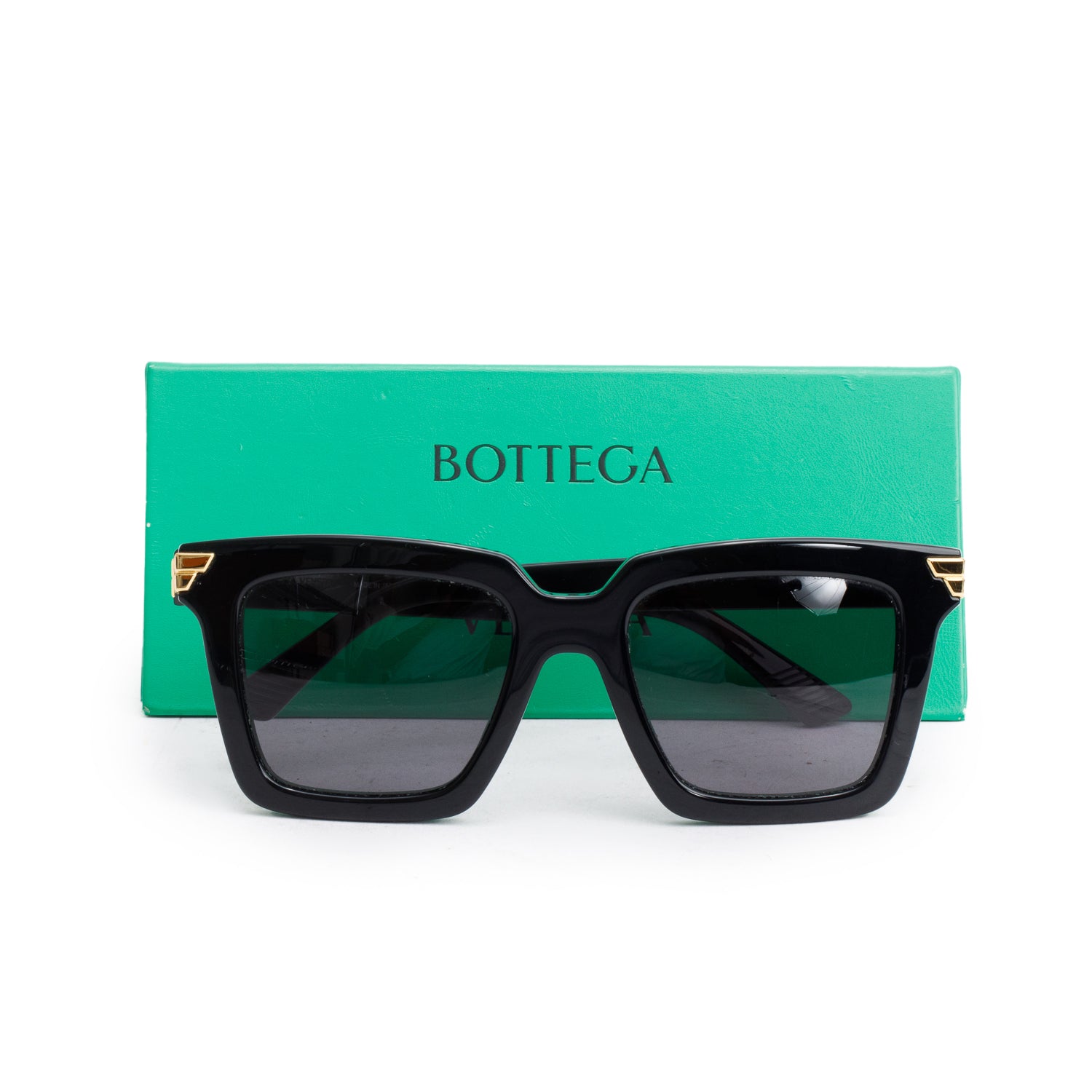 Bottega Veneta BV1005S Black Acetate Square Sunglasses w/ Case