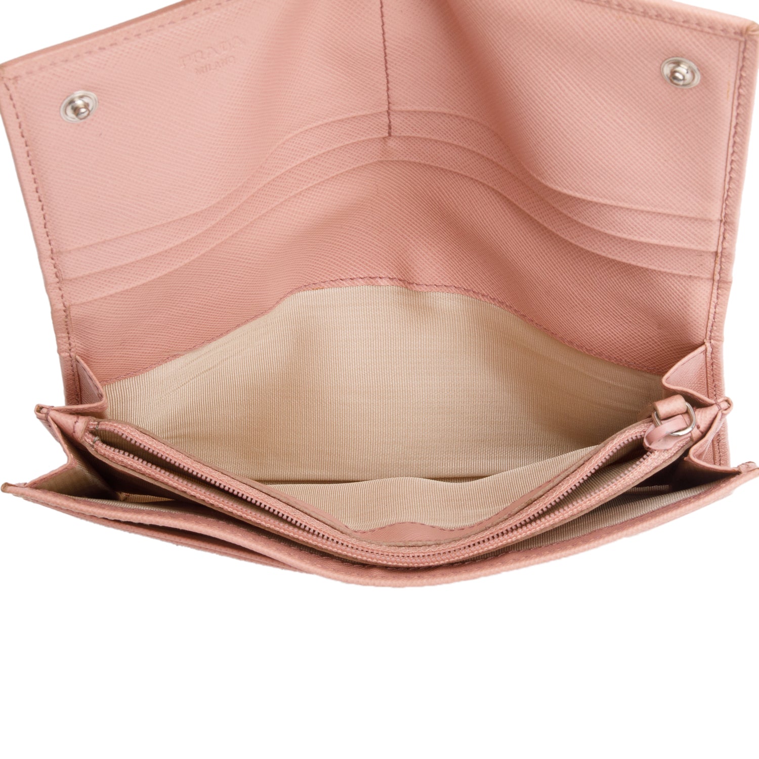 Prada Pink Saffiano Leather Continental Wallet