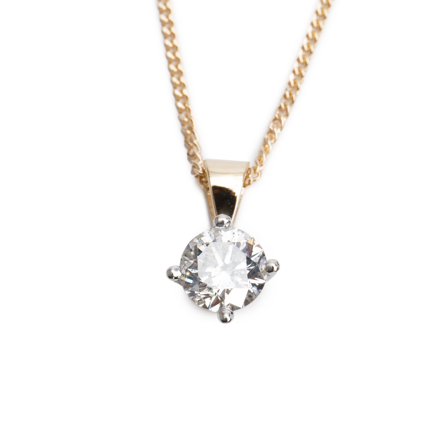 14k Yellow Gold 1.12 ct. Diamond Solitaire Pendant Necklace