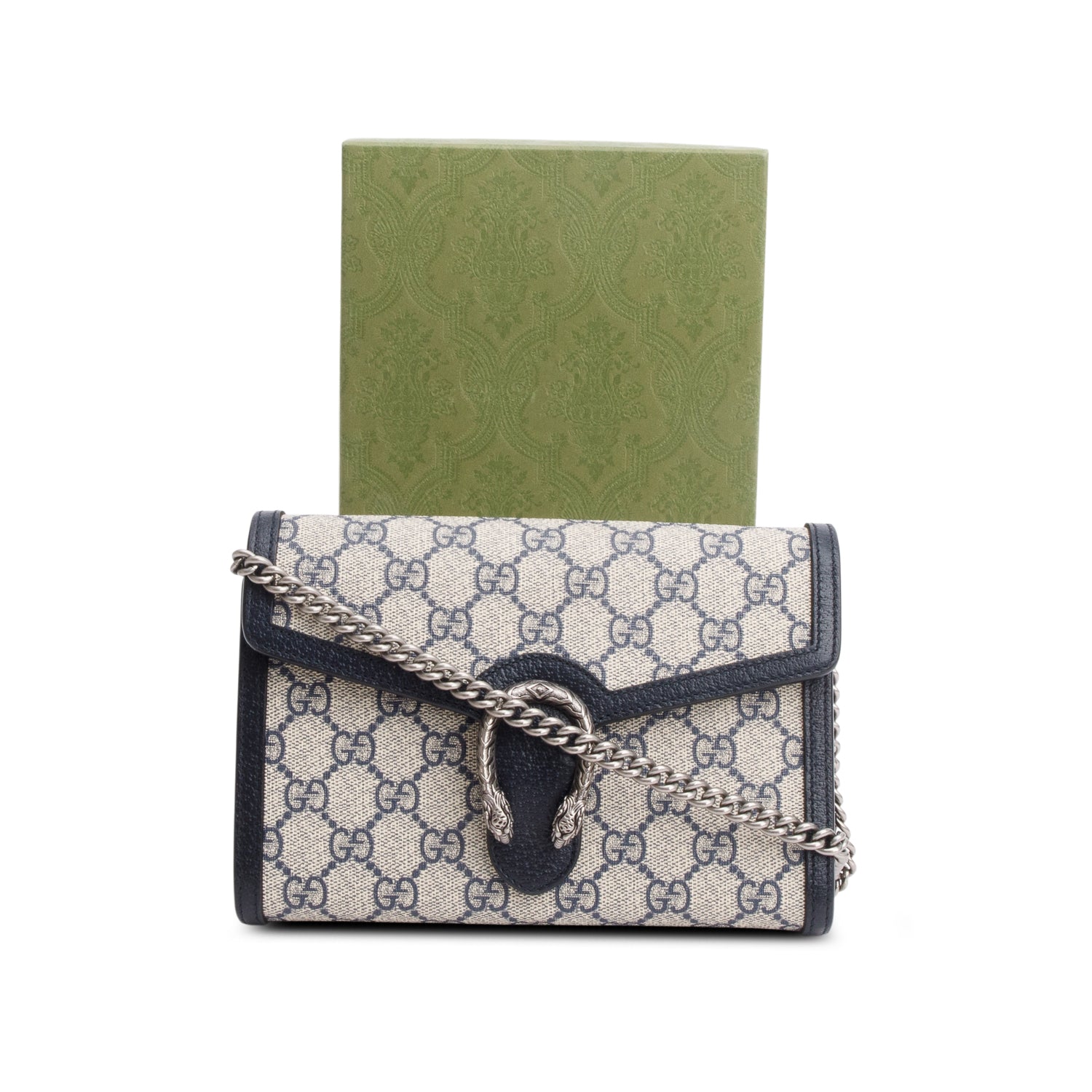Gucci Beige/Blue Dionysus GG Supreme Wallet on Chain w/ Box & Receipt