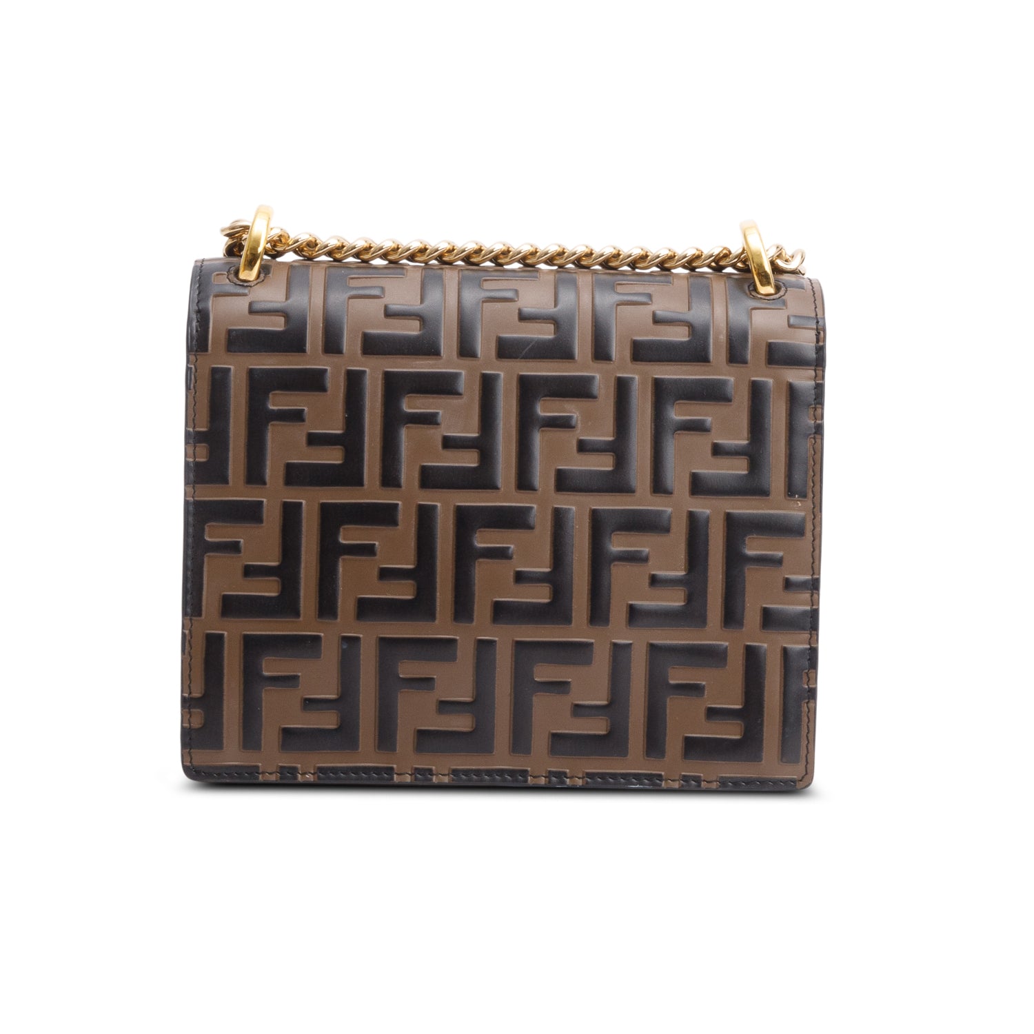 Fendi Vitello Liberty Bi-Color FF 1974 Embossed Small Kan U Shoulder Bag w/ Box