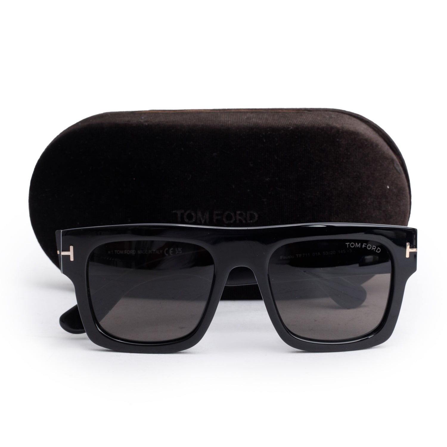 Tom Ford TF711 Black Acetate Fausto Square Sunglasses w/ Case