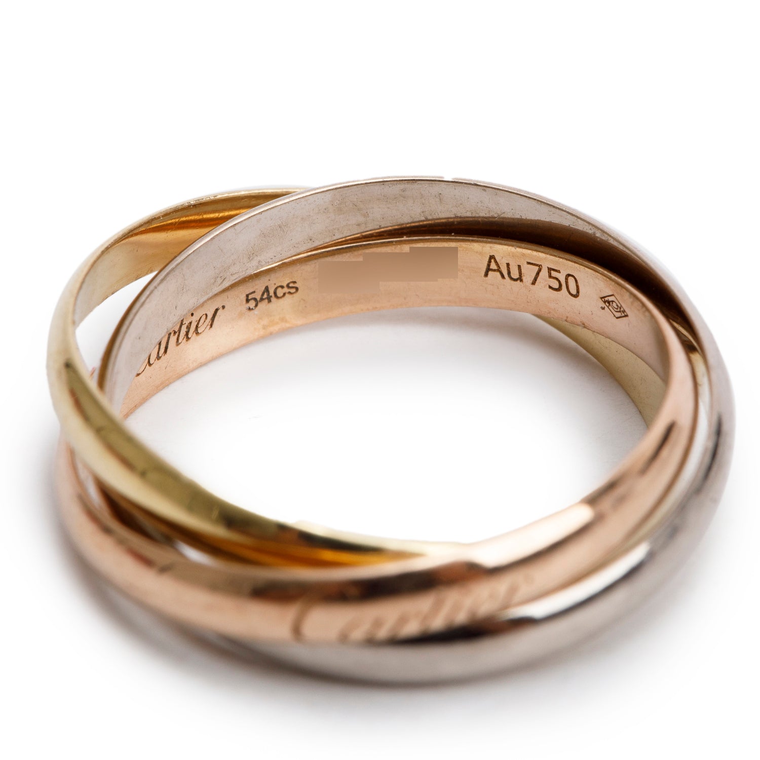 Cartier 18k Tri-Gold Trinity Rolling Ring, Small Model Size 54 7 w/ Box