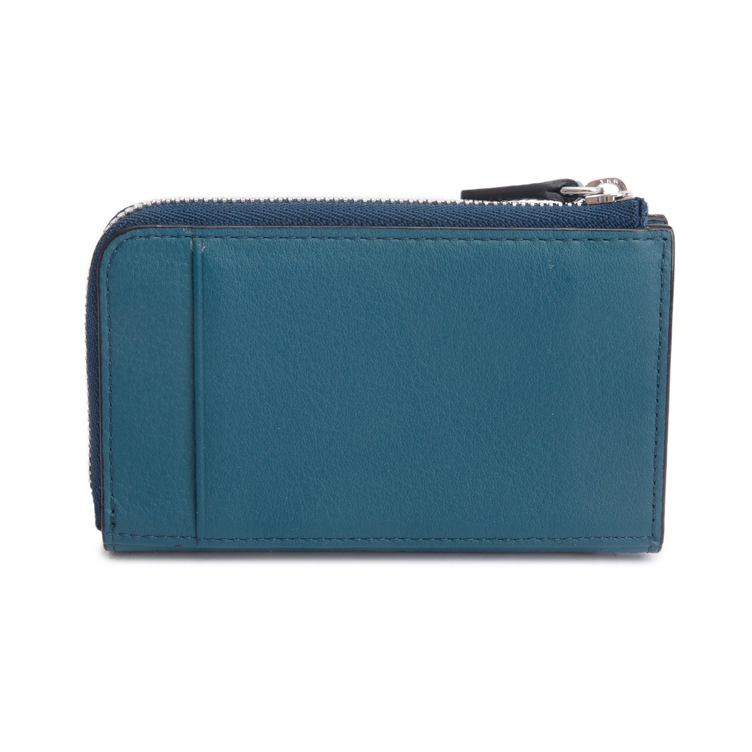MCM Blue Monogram Embossed Leather Klara Zip Wallet