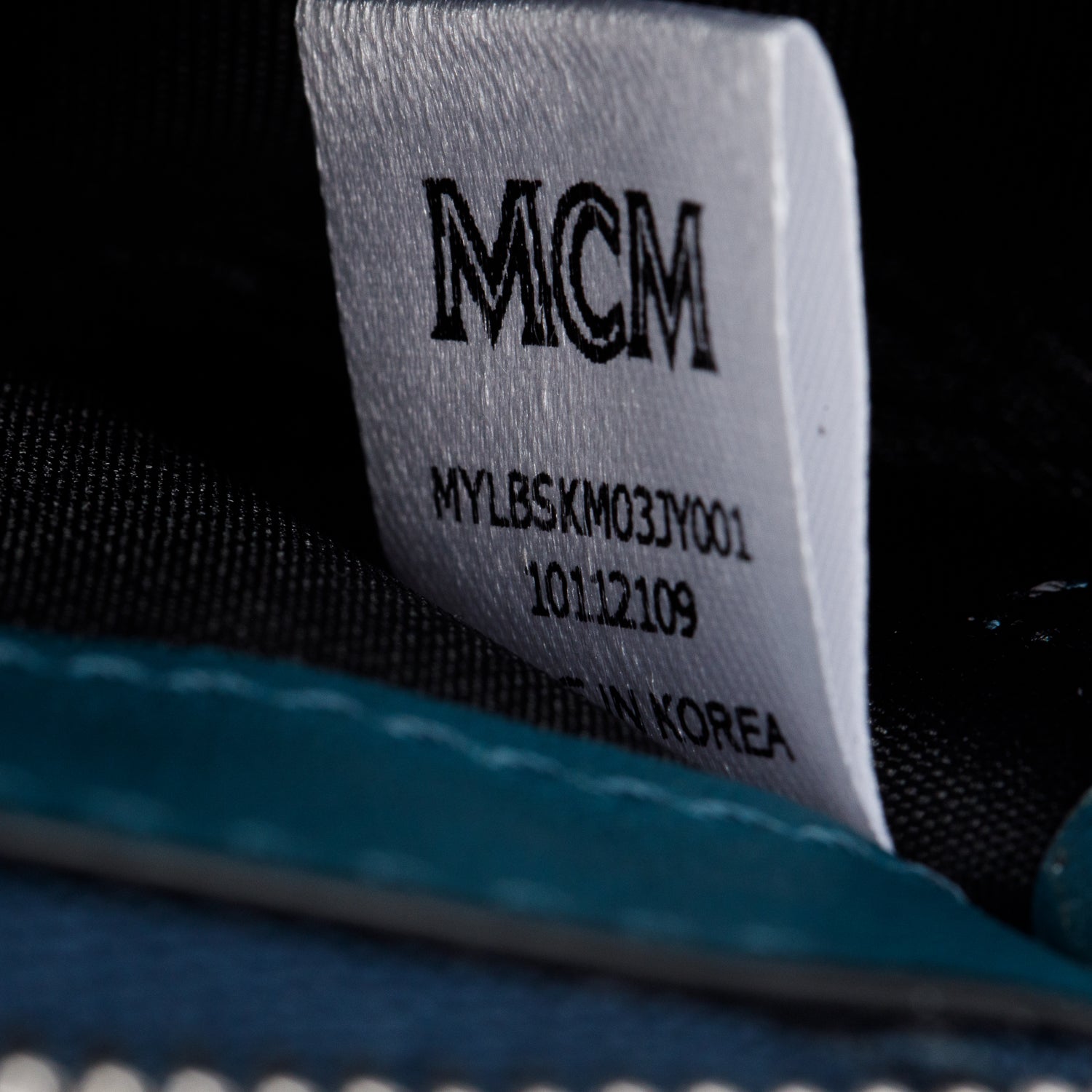 MCM Blue Monogram Embossed Leather Klara Zip Wallet