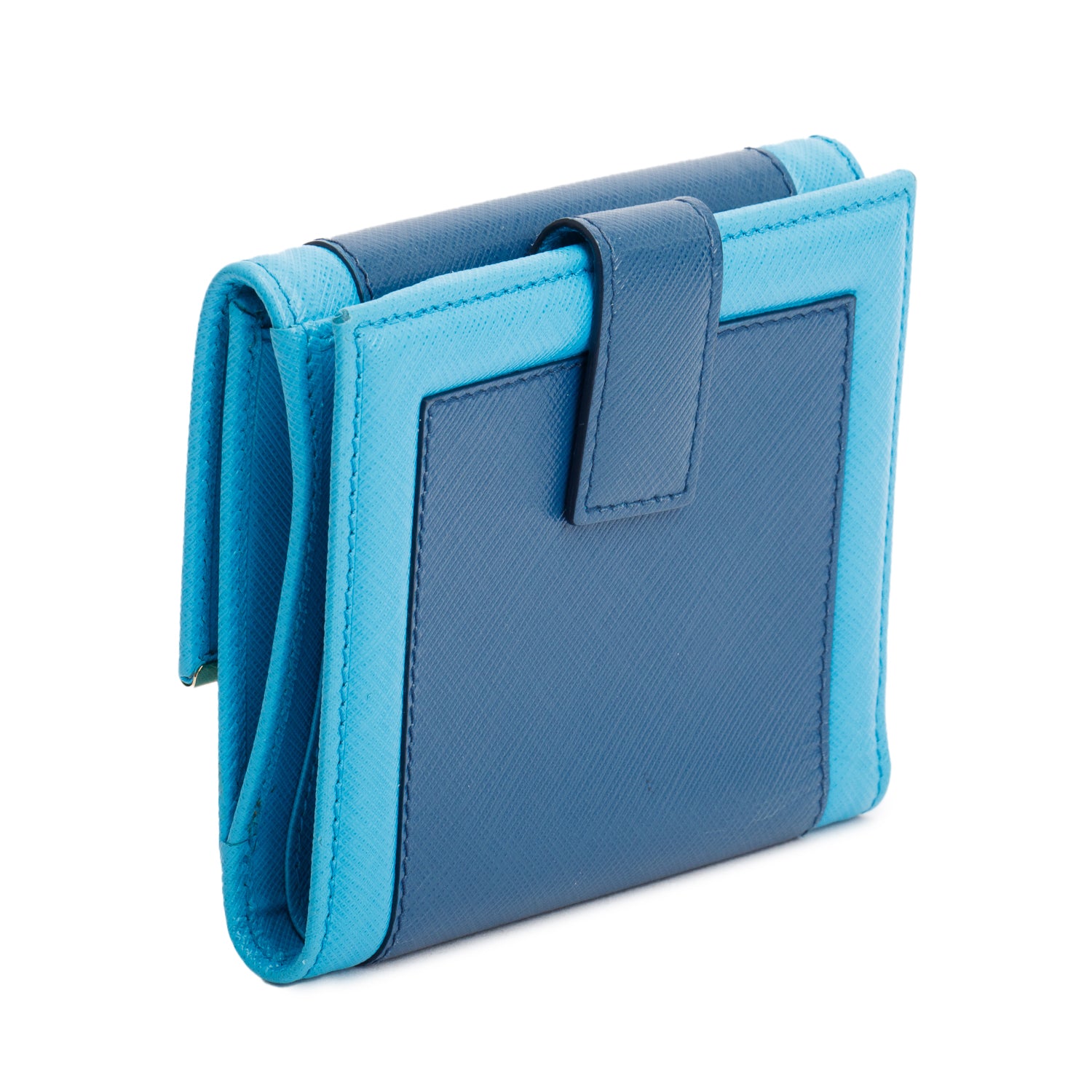 Salvatore Ferragamo Blue Saffiano Leather Gancini French Wallet