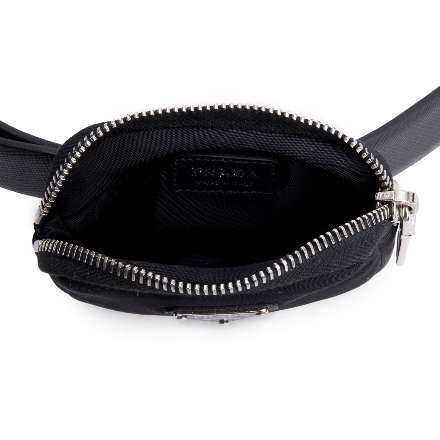 Prada Black Saffiano Belt with Tessuto Nylon Mini Pouch Size 75 30