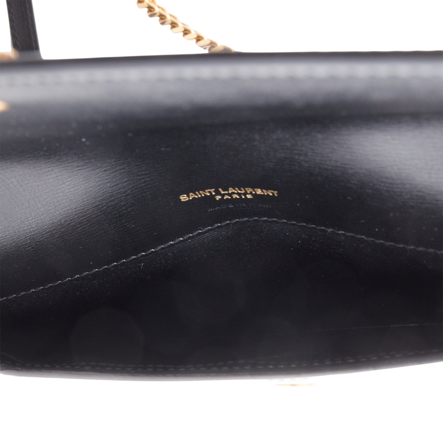 Saint Laurent Black Smooth Calfskin Leather Cassandre Phone Holder w/ Box