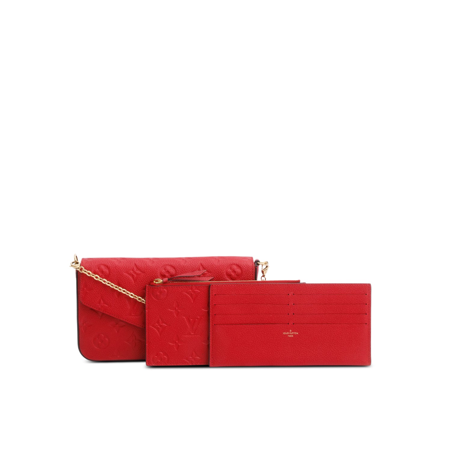 Louis Vuitton Red Monogram Empreinte Leather Felicie Pochette w/ Inserts