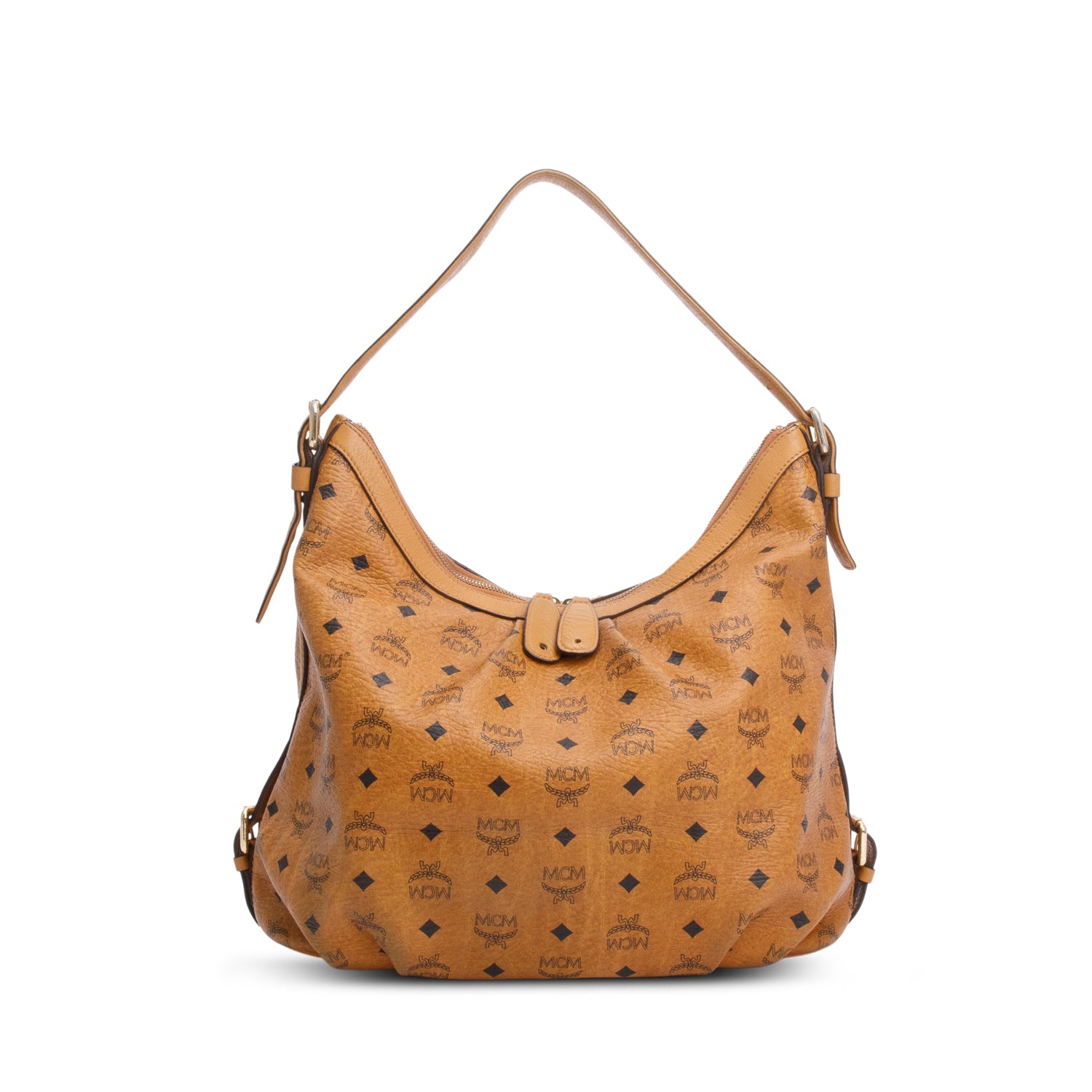 MCM Brown Visetos Hobo Bag