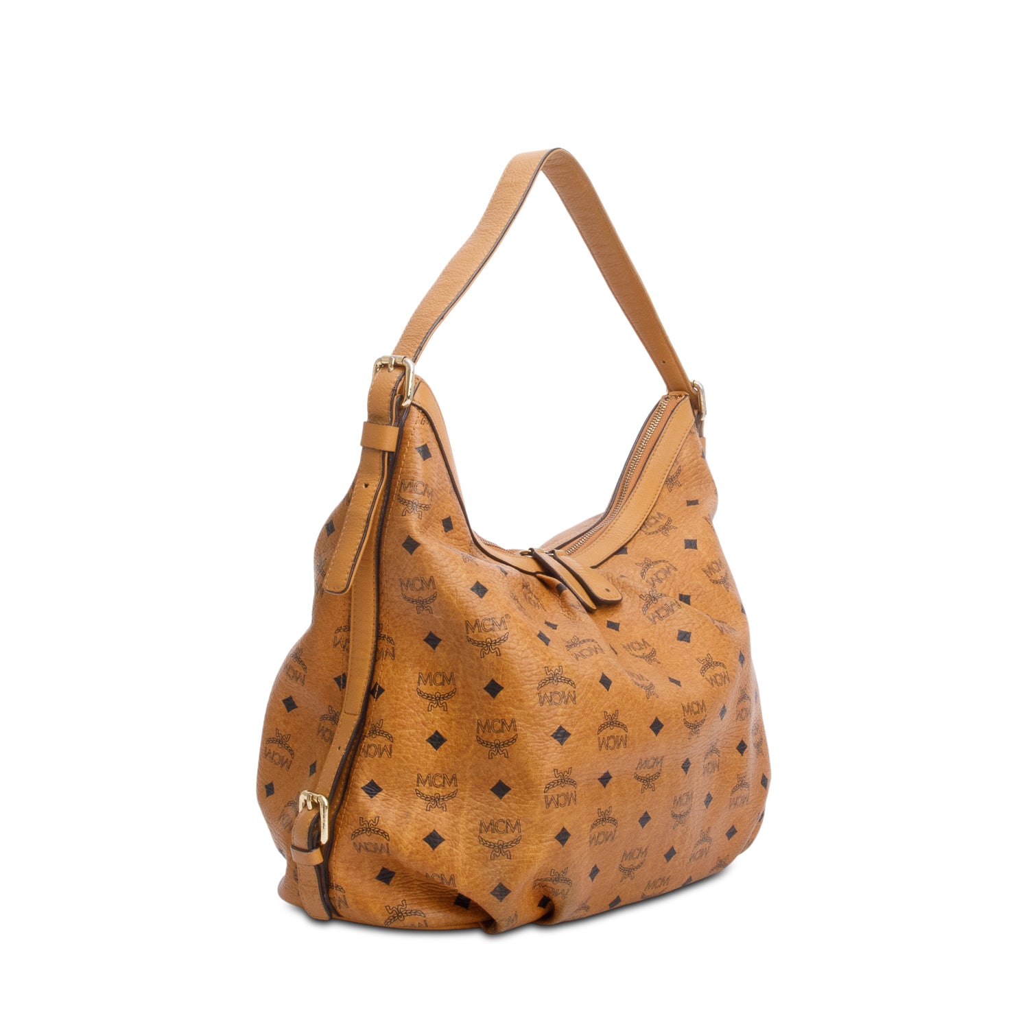 MCM Brown Visetos Hobo Bag