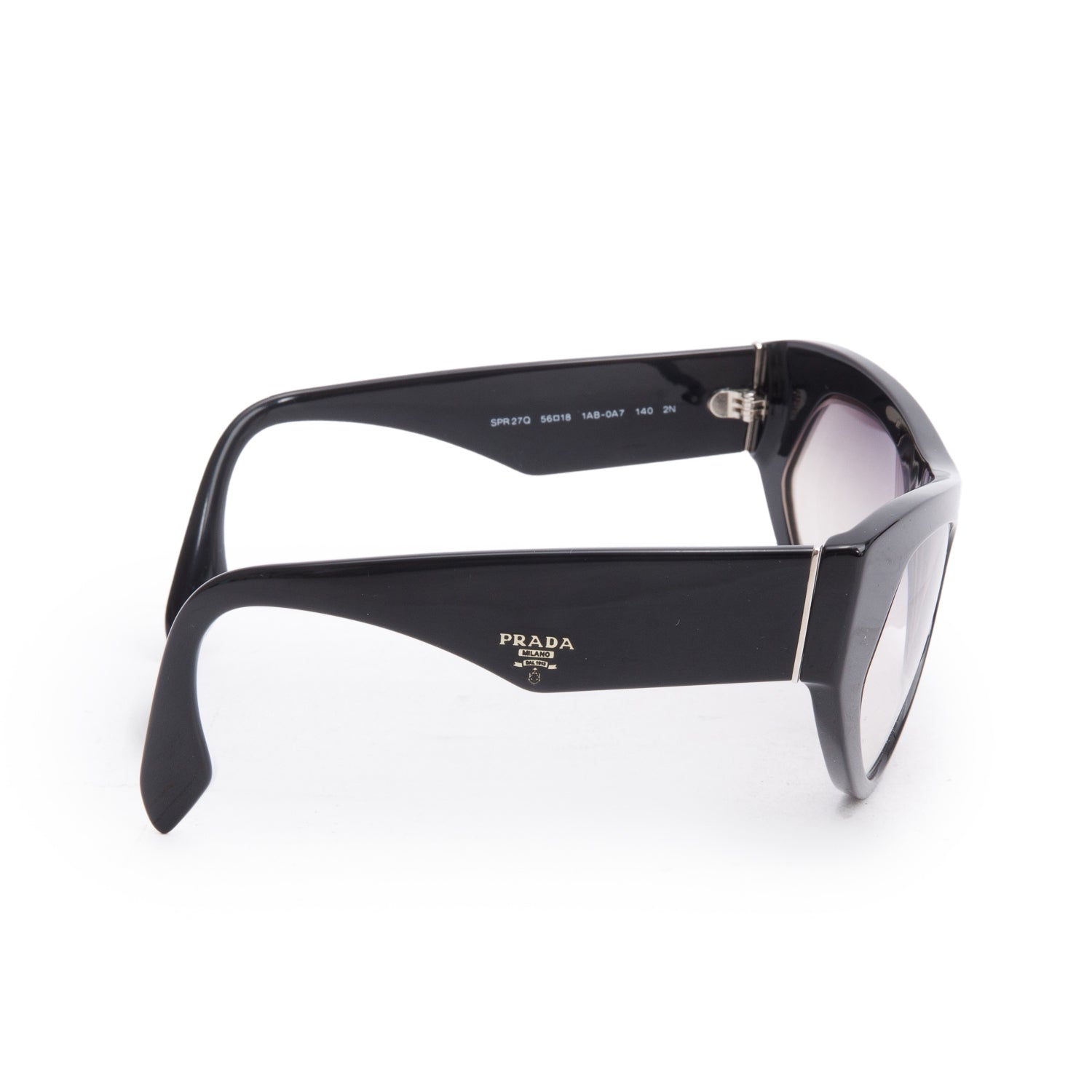 Prada SPR27Q Black Acetate Cat Eye Sunglasses w/ Box, Case & Authenticity Card