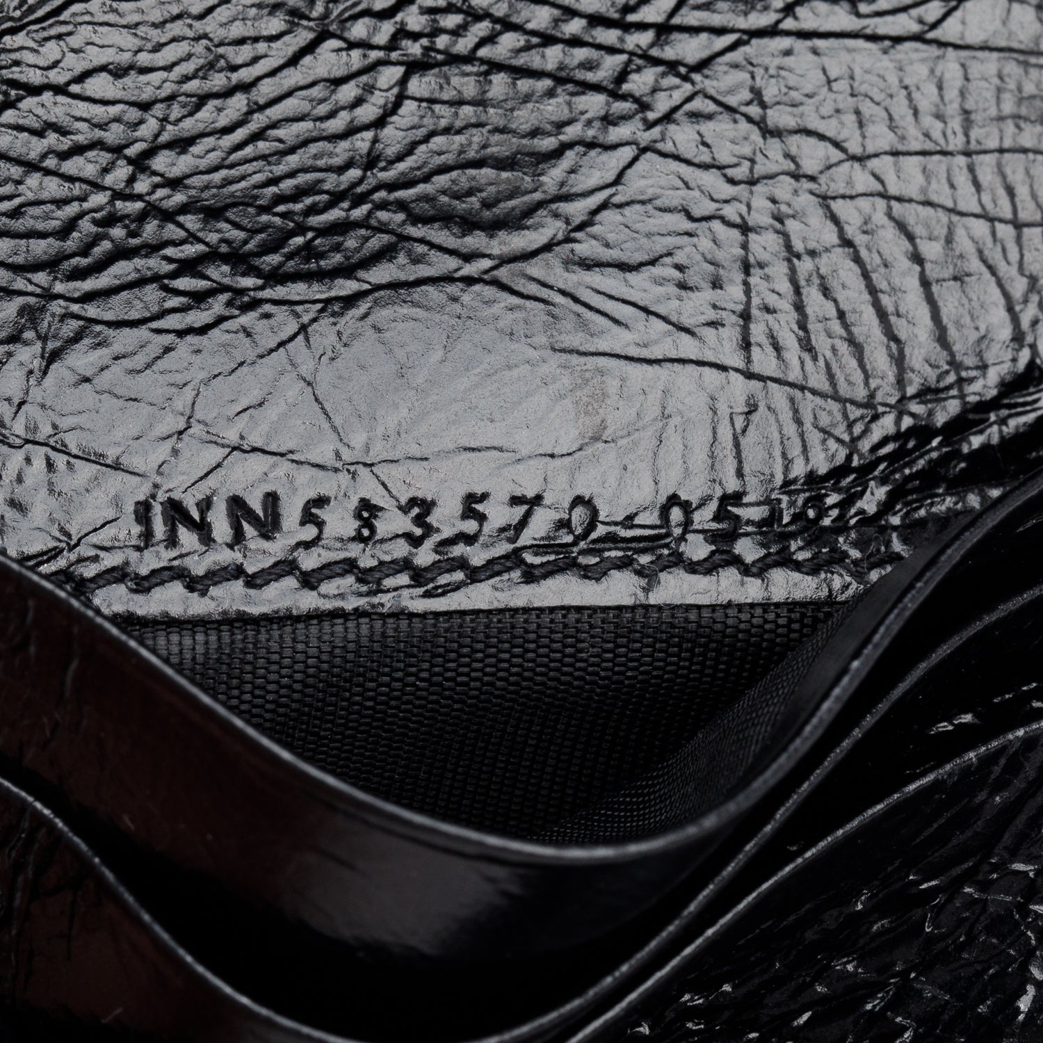 Saint Laurent Black Crinkled Calfskin Niki YSL Monogram Compact Wallet