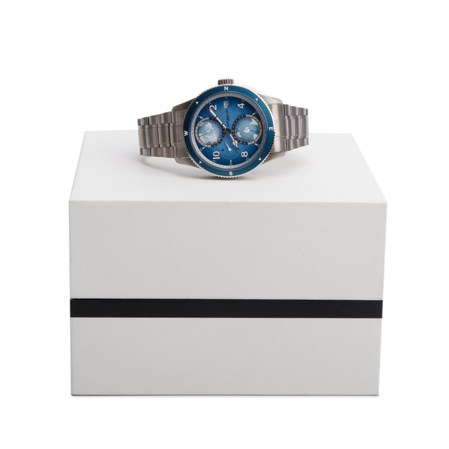 Montblanc 2023 Limited Edition Titanium 1858 Geosphere 0 Oxygen South Pole Exploration 42 MM Automatic Watch Blue Dial 7511 w/ Box & Papers