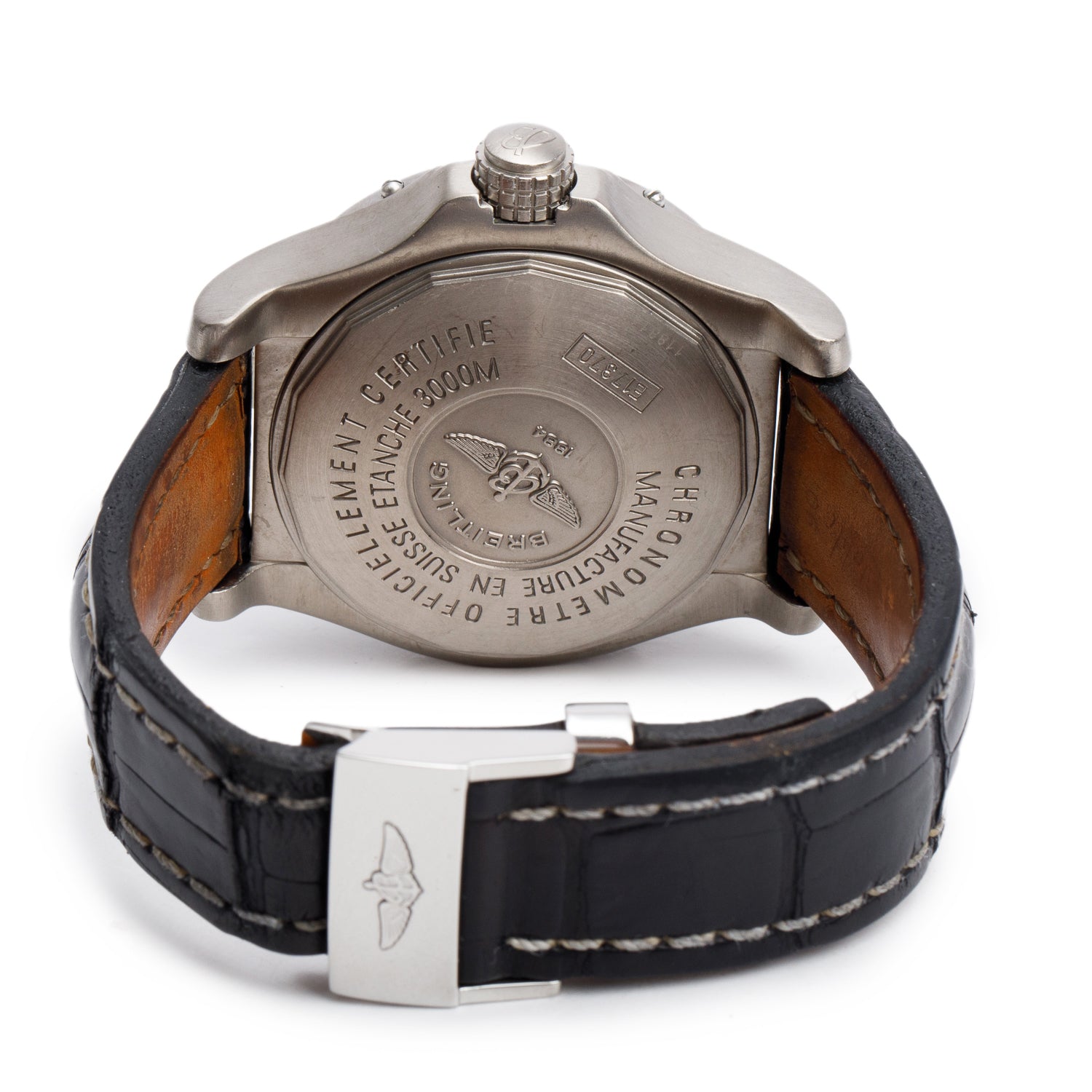 Breitling Titanium Avenger Seawolf 44 MM Automatic Watch Yellow Dial E17370 w/ Case & Extra Strap