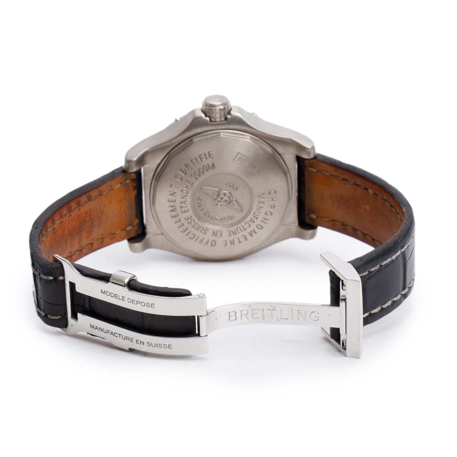 Breitling Titanium Avenger Seawolf 44 MM Automatic Watch Yellow Dial E17370 w/ Case & Extra Strap