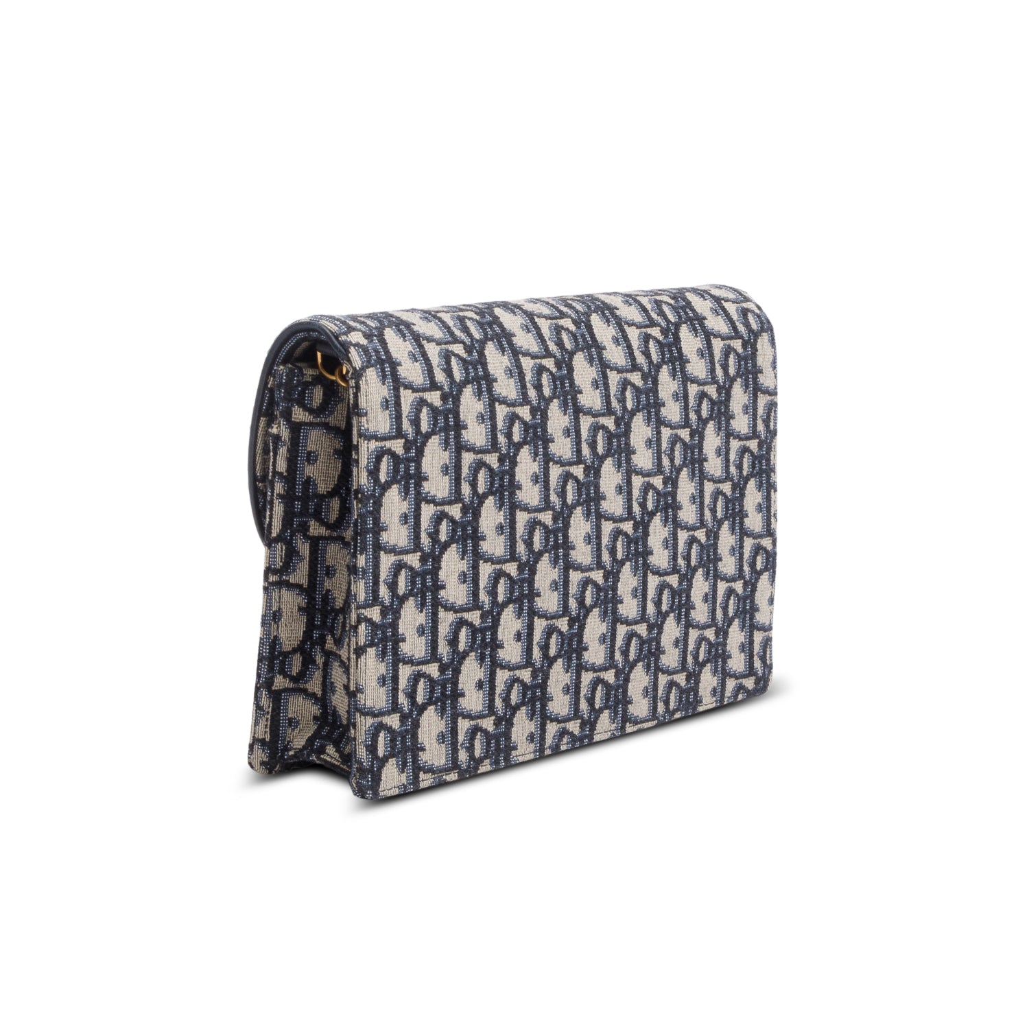 Christian Dior 2021 Blue Oblique Medium Saddle Pouch with Chain