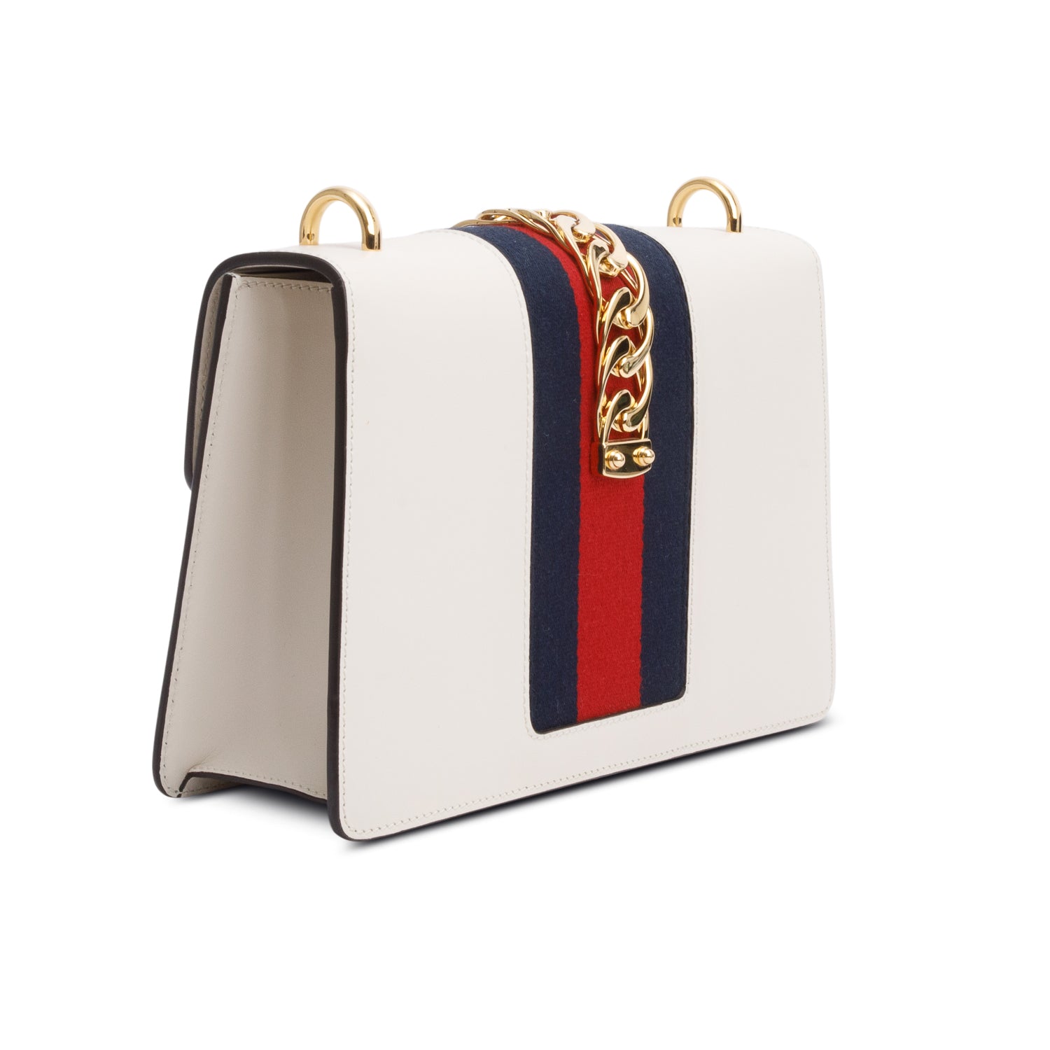 Gucci White Calfskin Leather Small Sylvie Shoulder Bag w/ Straps