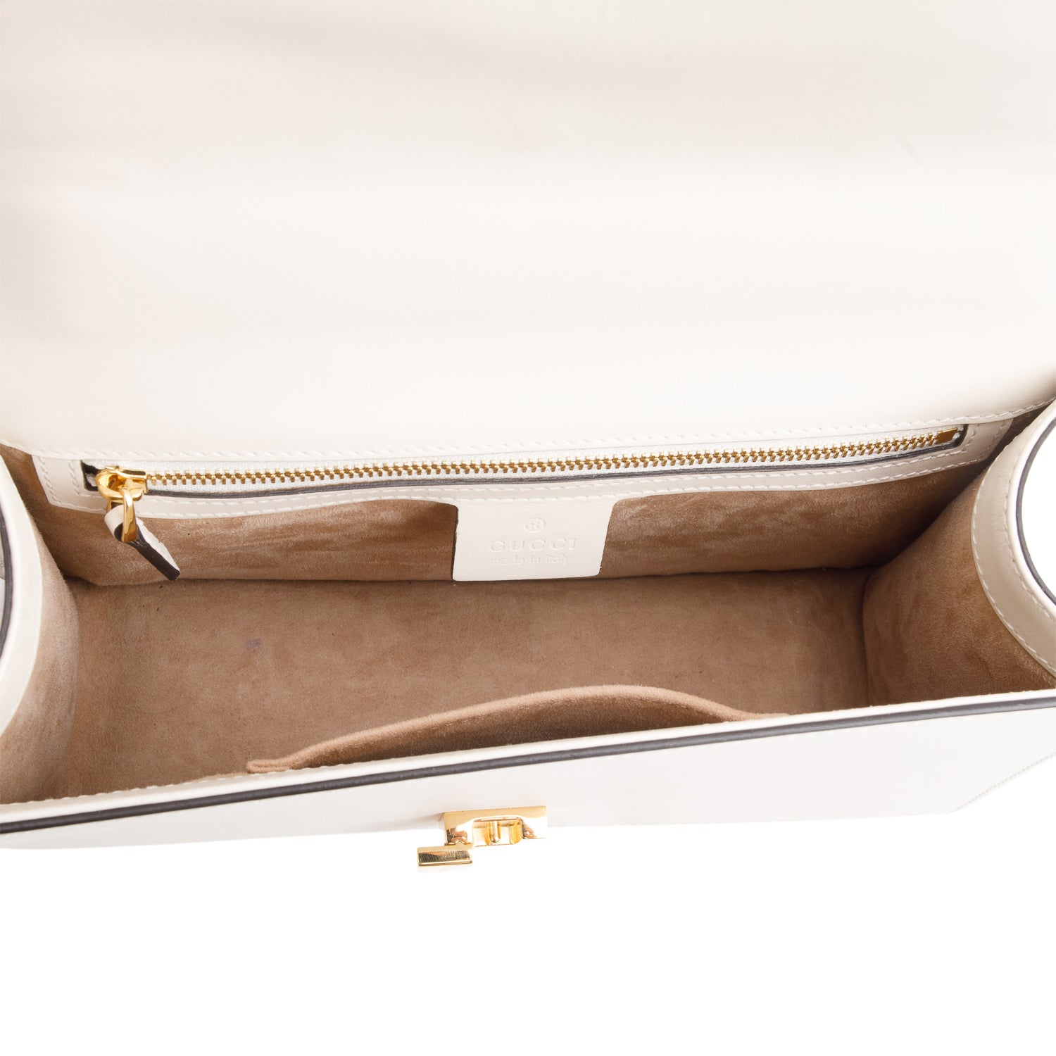 Gucci White Calfskin Leather Small Sylvie Shoulder Bag w/ Straps