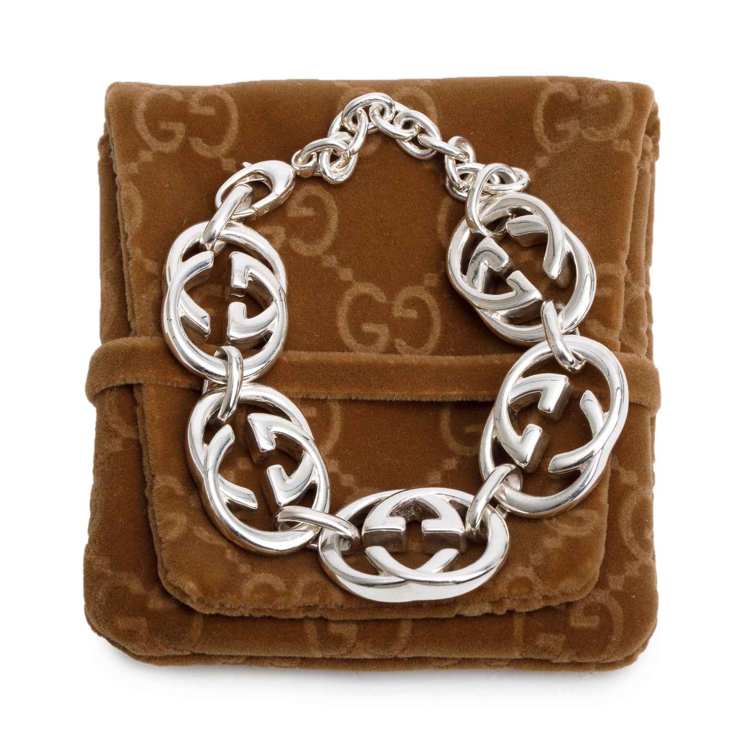 Gucci Sterling Silver Interlocking G Link Bracelet