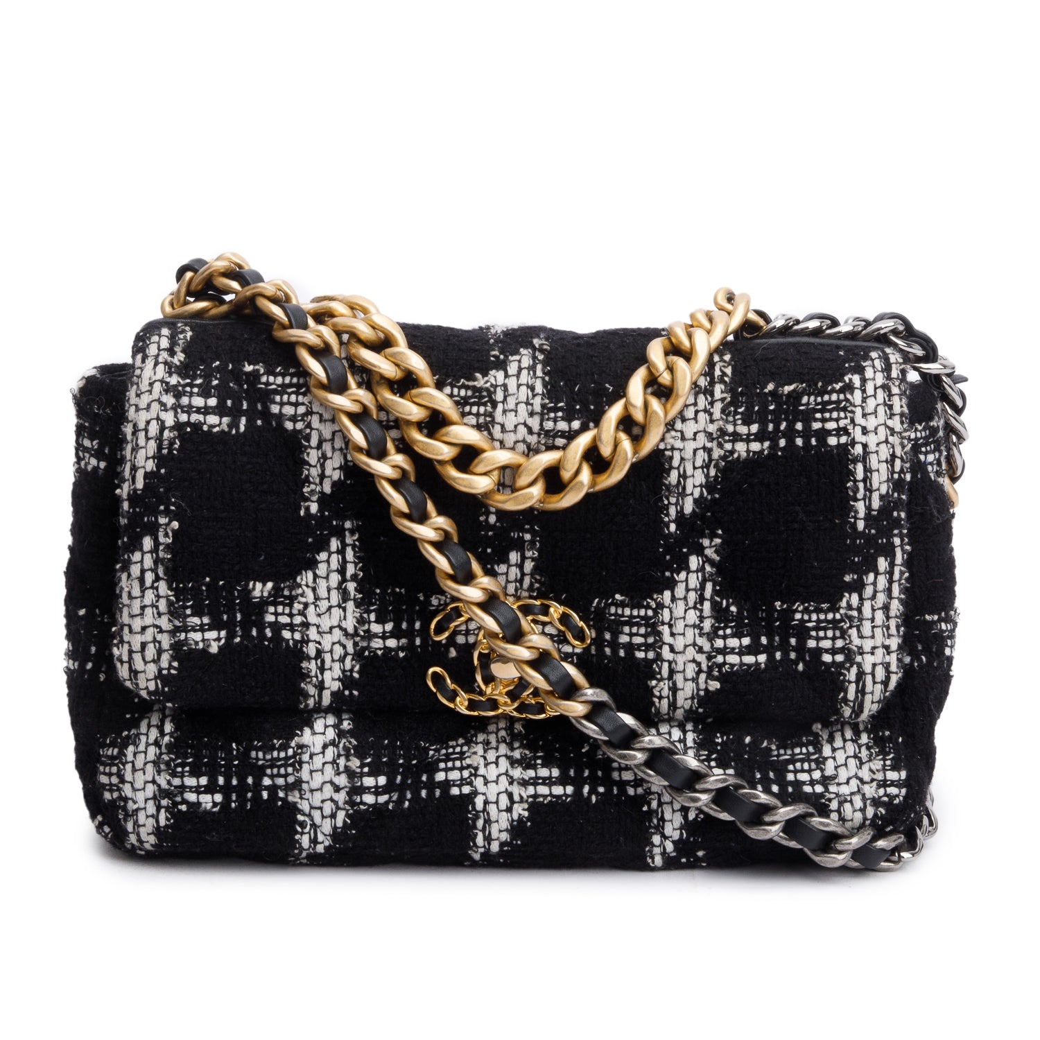 Chanel 2020 Tweed Quilted Medium 19 Flap Bag w/ Box & Authenticity Card