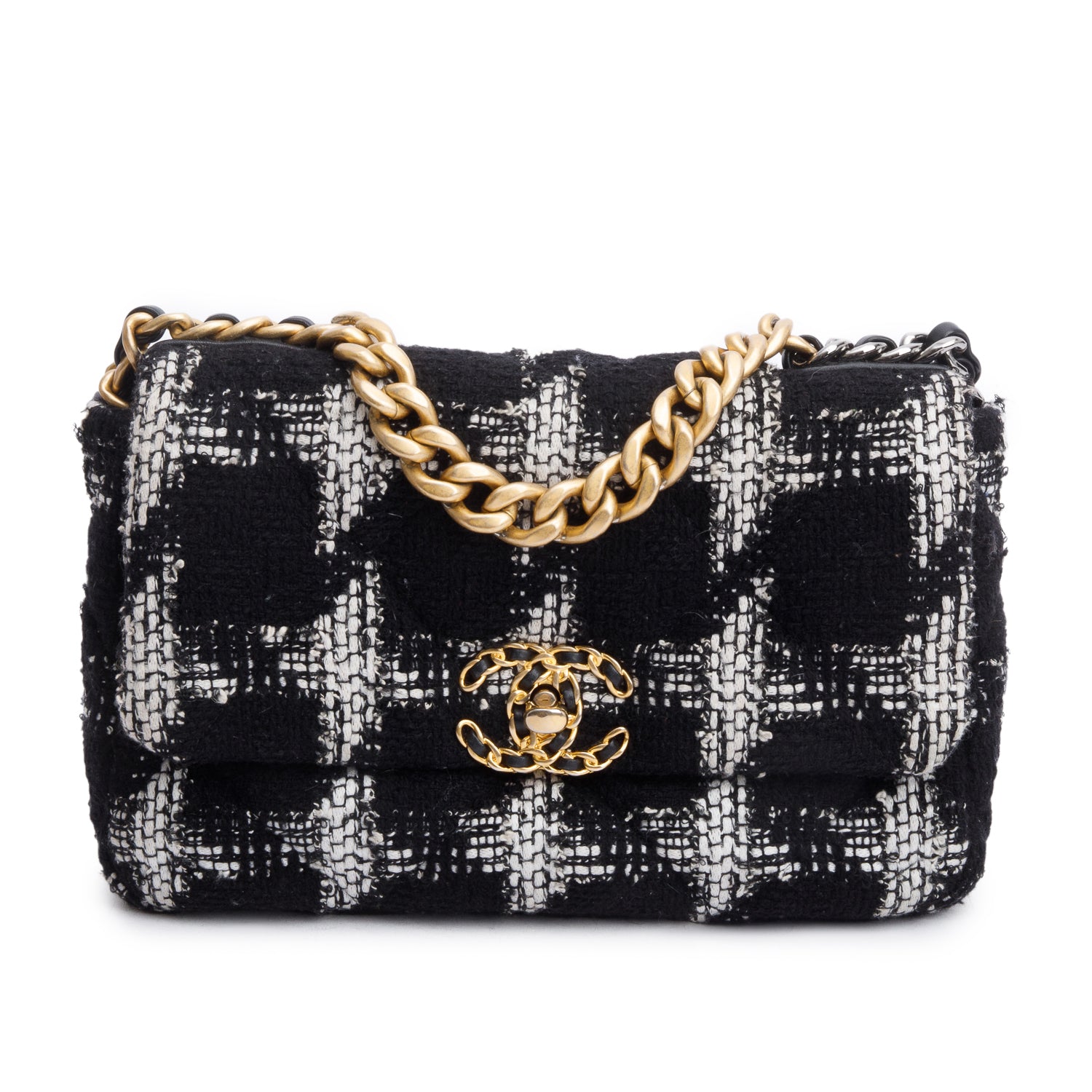 Chanel 2020 Tweed Quilted Medium 19 Flap Bag w/ Box & Authenticity Card